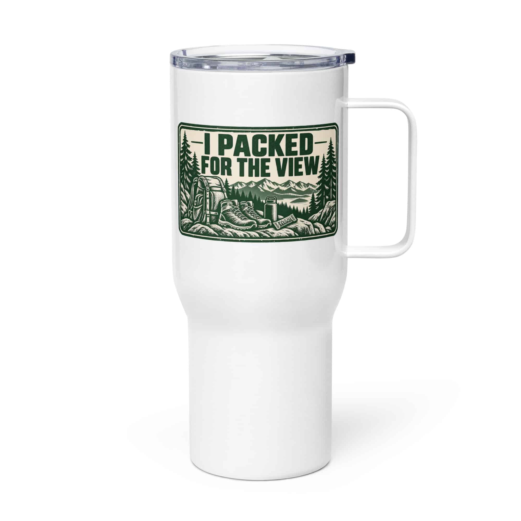 Nature and Adventure Travel Mug: I Packed for the View, Forest Ink Stamp