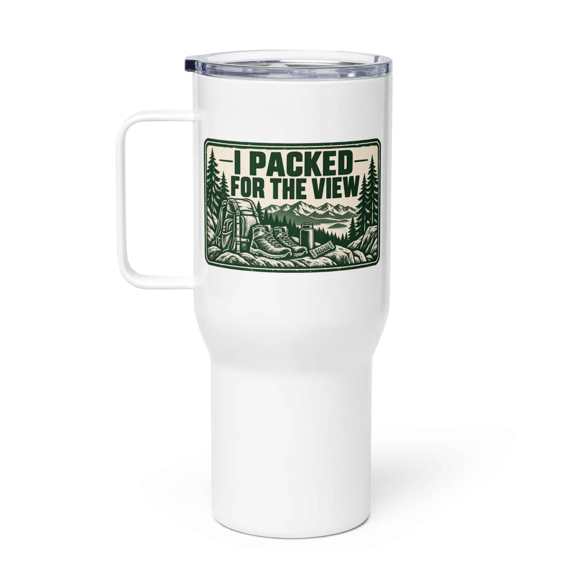 Nature and Adventure Travel Mug: I Packed for the View, Forest Ink Stamp