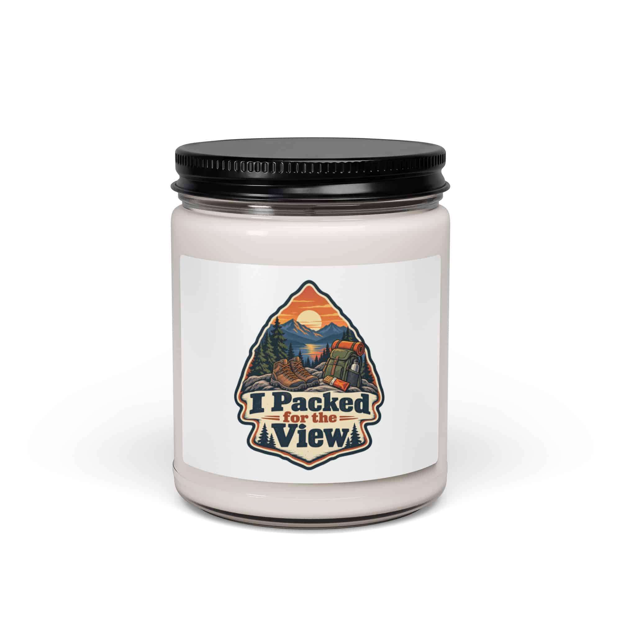 Nature and Adventure Soy Wax Candle: I Packed for the View, Scenic Shield Badge