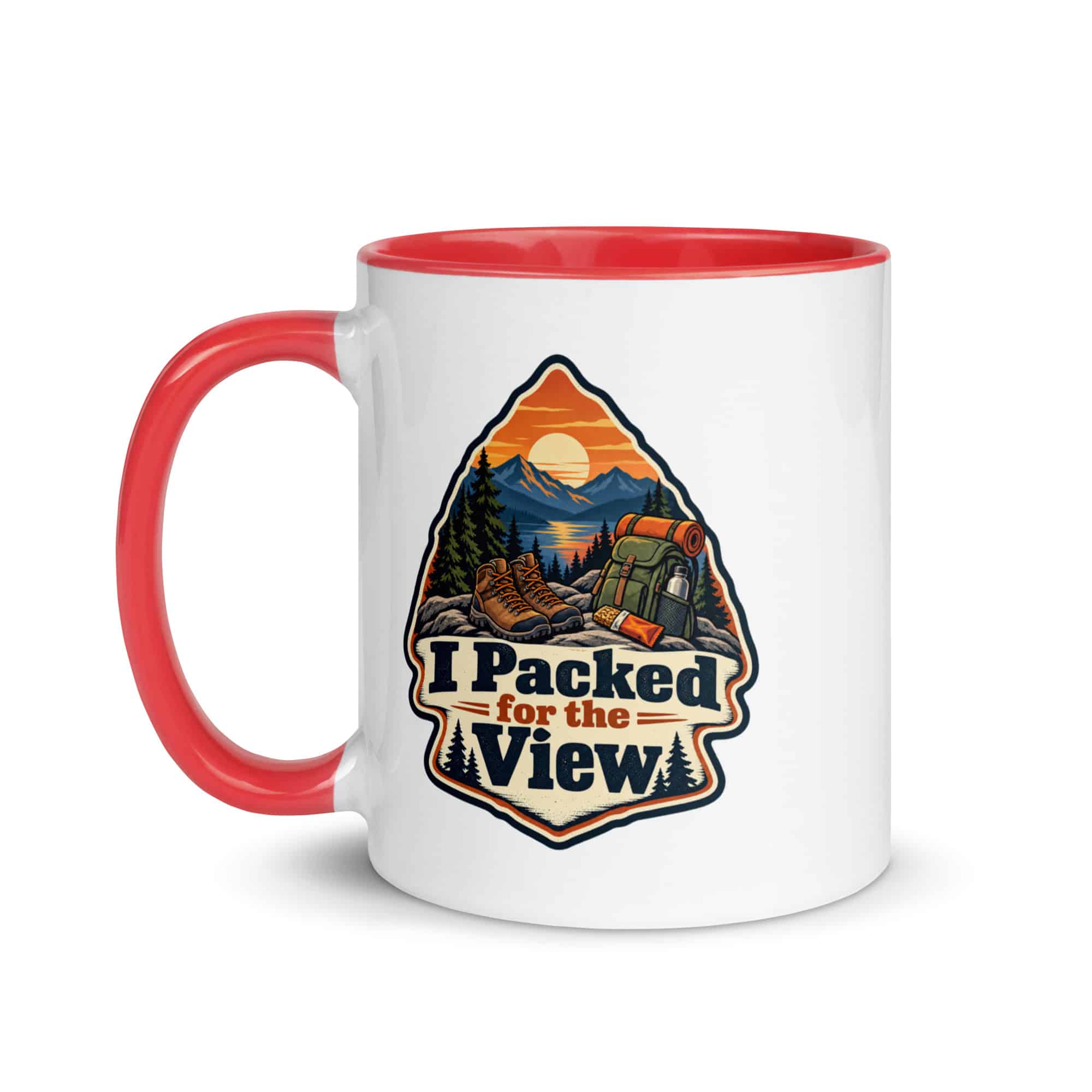 Nature and Adventure Color Inside Coffee Mug: I Packed for the View, Scenic Shield Badge