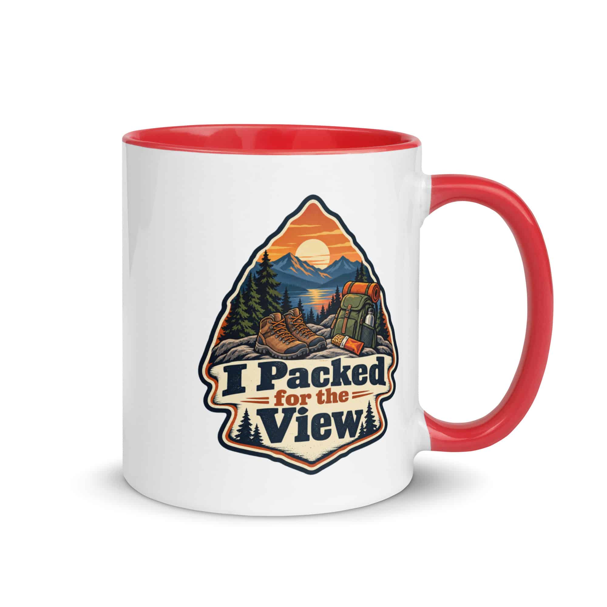 Nature and Adventure Color Inside Coffee Mug: I Packed for the View, Scenic Shield Badge