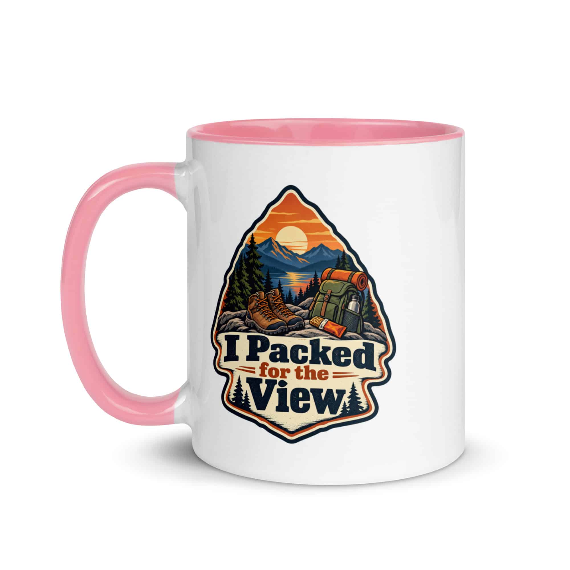 Nature and Adventure Color Inside Coffee Mug: I Packed for the View, Scenic Shield Badge