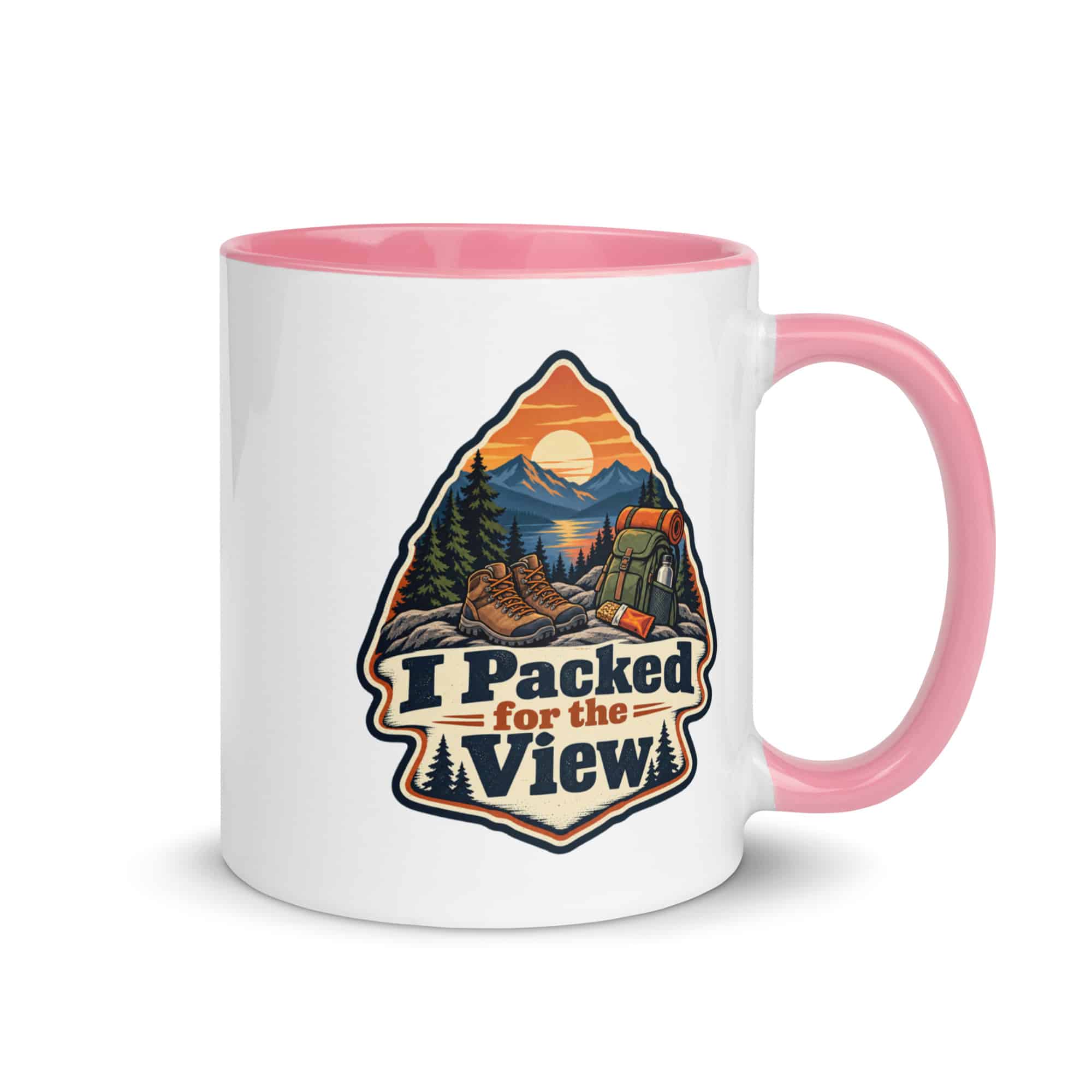 Nature and Adventure Color Inside Coffee Mug: I Packed for the View, Scenic Shield Badge