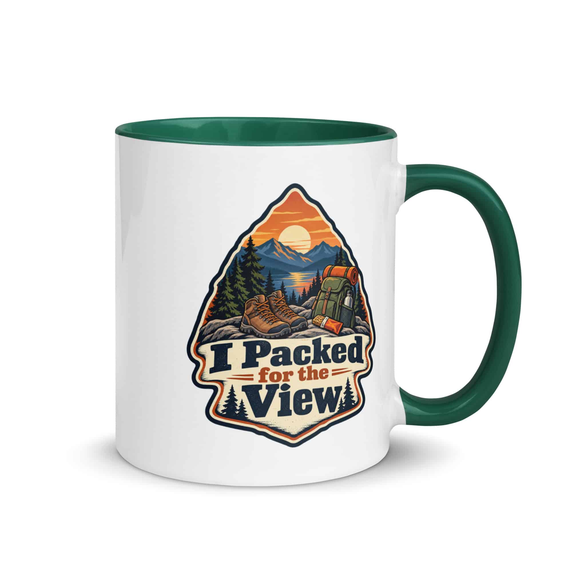 Nature and Adventure Color Inside Coffee Mug: I Packed for the View, Scenic Shield Badge
