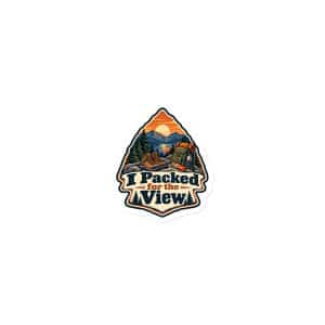 Nature and Adventure Die-Cut Magnet: I Packed for the View, Scenic Shield Badge - 3″×3″ - Main