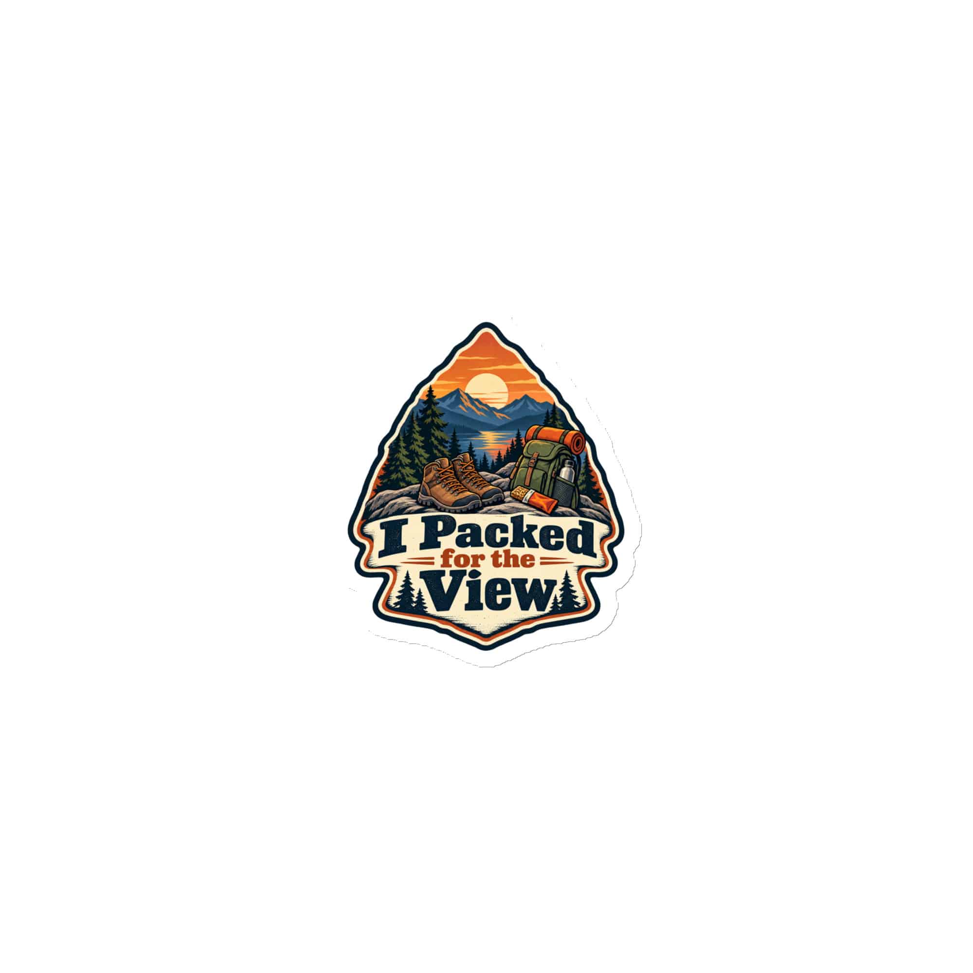 Nature and Adventure Die-Cut Magnet: I Packed for the View, Scenic Shield Badge