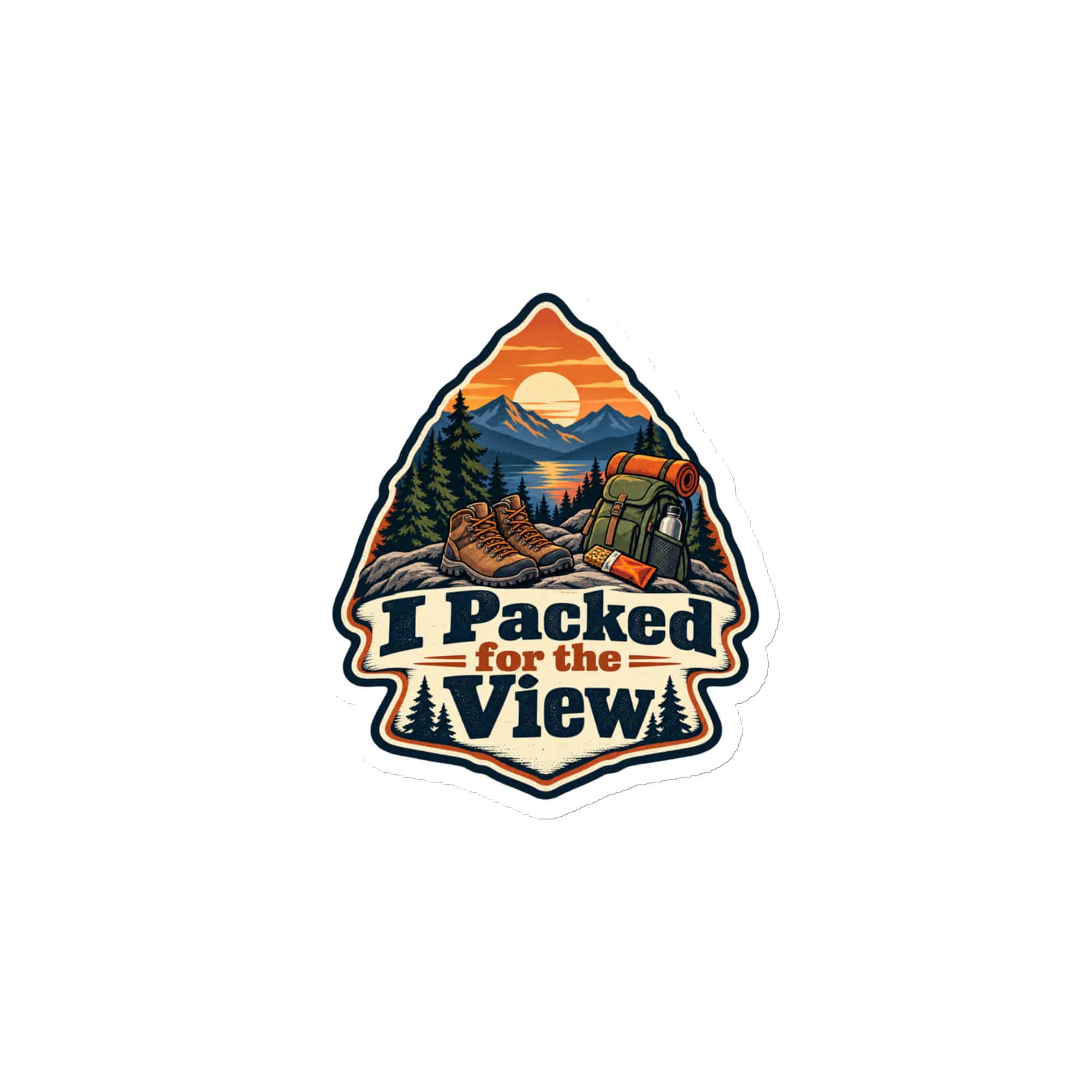 Nature and Adventure Die-Cut Magnet: I Packed for the View, Scenic Shield Badge