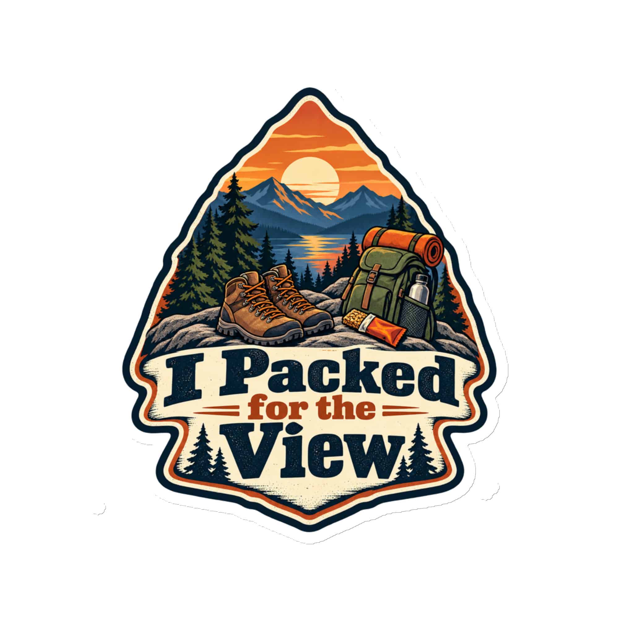 Nature and Adventure Die-Cut Magnet: I Packed for the View, Scenic Shield Badge