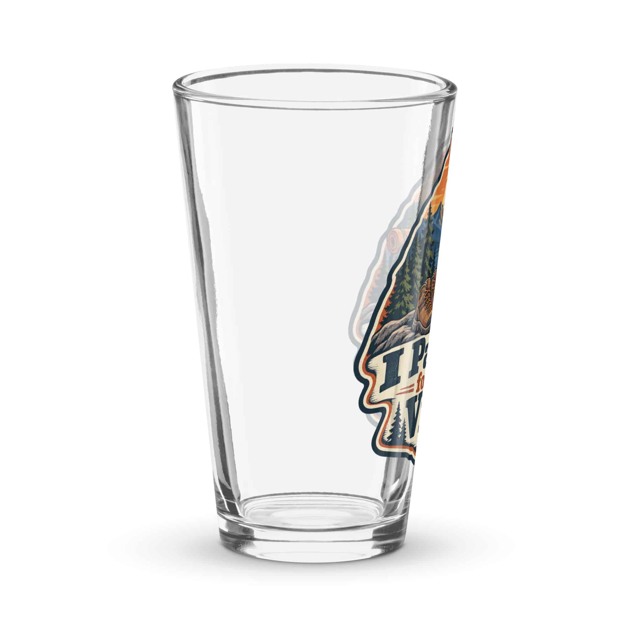 Nature and Adventure Pint Glass: I Packed for the View, Scenic Shield Badge