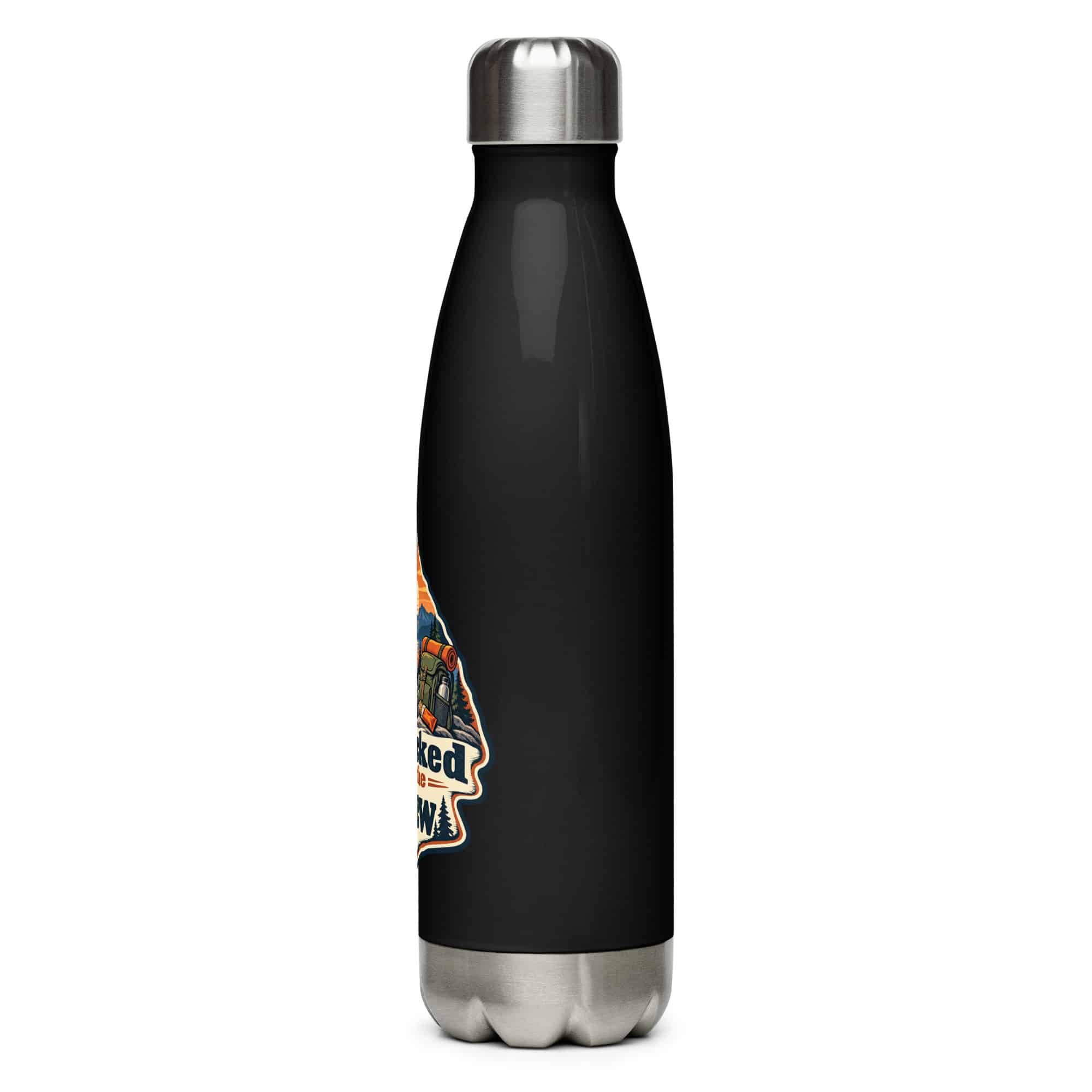 Nature and Adventure Stainless Steel Water Bottle: I Packed for the View, Scenic Shield Badge