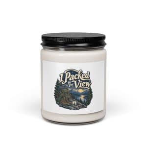 Nature and Adventure Soy Wax Candle: I Packed for the View, Woodland Scenic Lettering - 9oz - Main