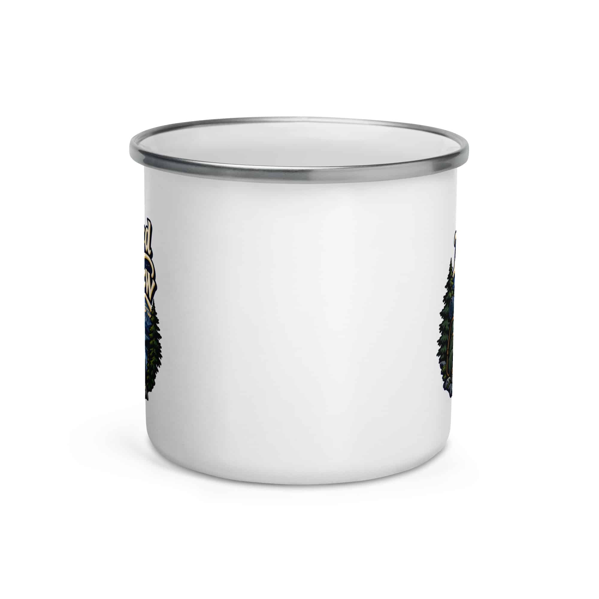 Nature and Adventure Enamel Camp Mug: I Packed for the View, Woodland Scenic Lettering