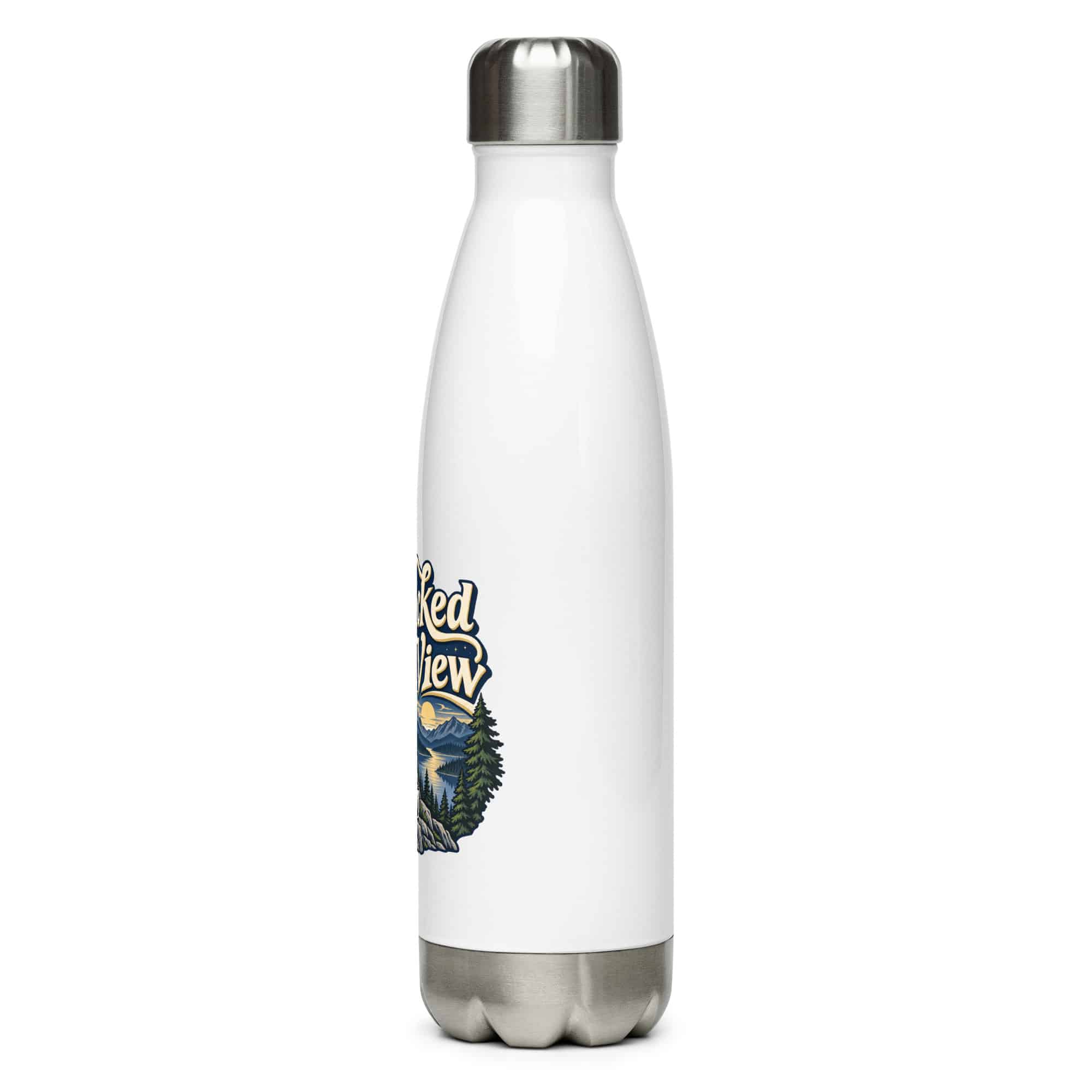 Nature and Adventure Stainless Steel Water Bottle: I Packed for the View, Woodland Scenic Lettering