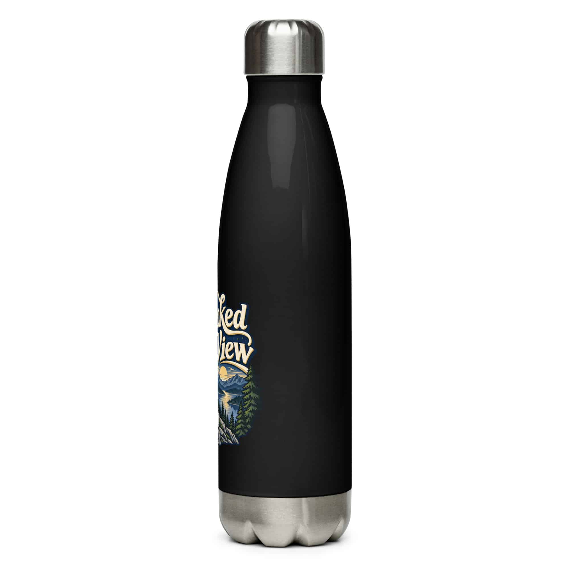 Nature and Adventure Stainless Steel Water Bottle: I Packed for the View, Woodland Scenic Lettering