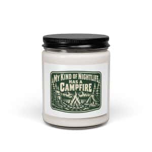 Nature and Adventure Soy Wax Candle: My Kind of Nightlife Has a Campfire, Forest Ink Stamp - 9oz - Main