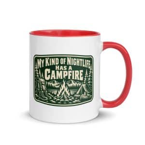 Nature and Adventure Color Inside Coffee Mug: My Kind of Nightlife Has a Campfire, Forest Ink Stamp - 11 oz - Main