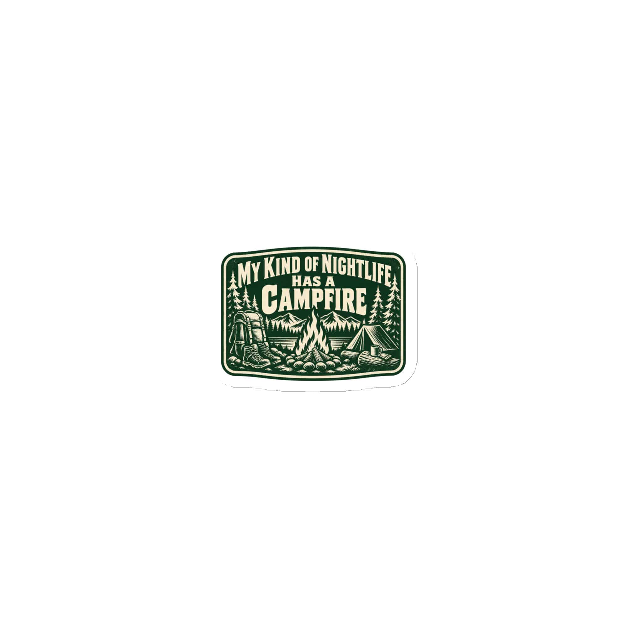 Nature and Adventure Die-Cut Magnet: My Kind of Nightlife Has a Campfire, Forest Ink Stamp