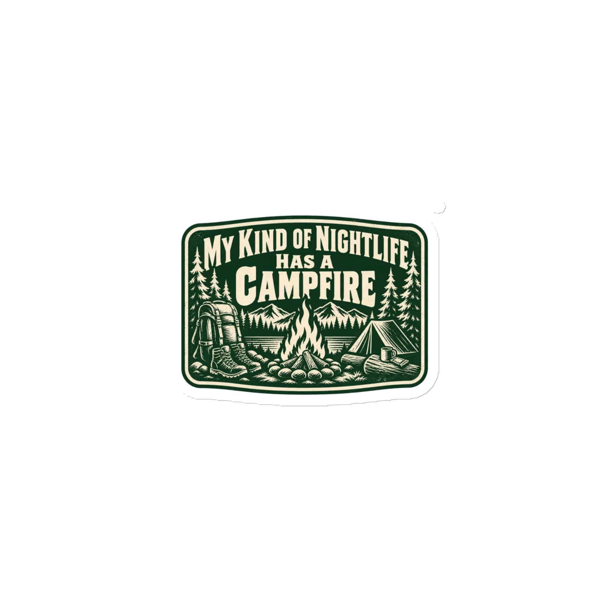 Nature and Adventure Die-Cut Magnet: My Kind of Nightlife Has a Campfire, Forest Ink Stamp