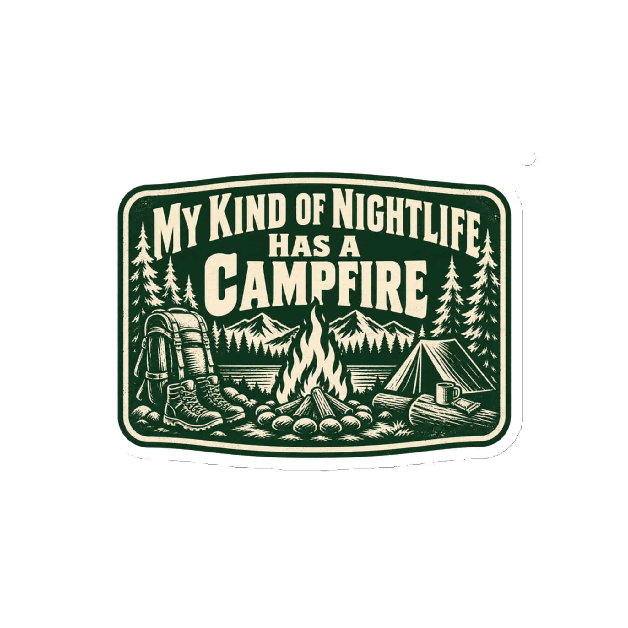 Nature and Adventure Die-Cut Magnet: My Kind of Nightlife Has a Campfire, Forest Ink Stamp