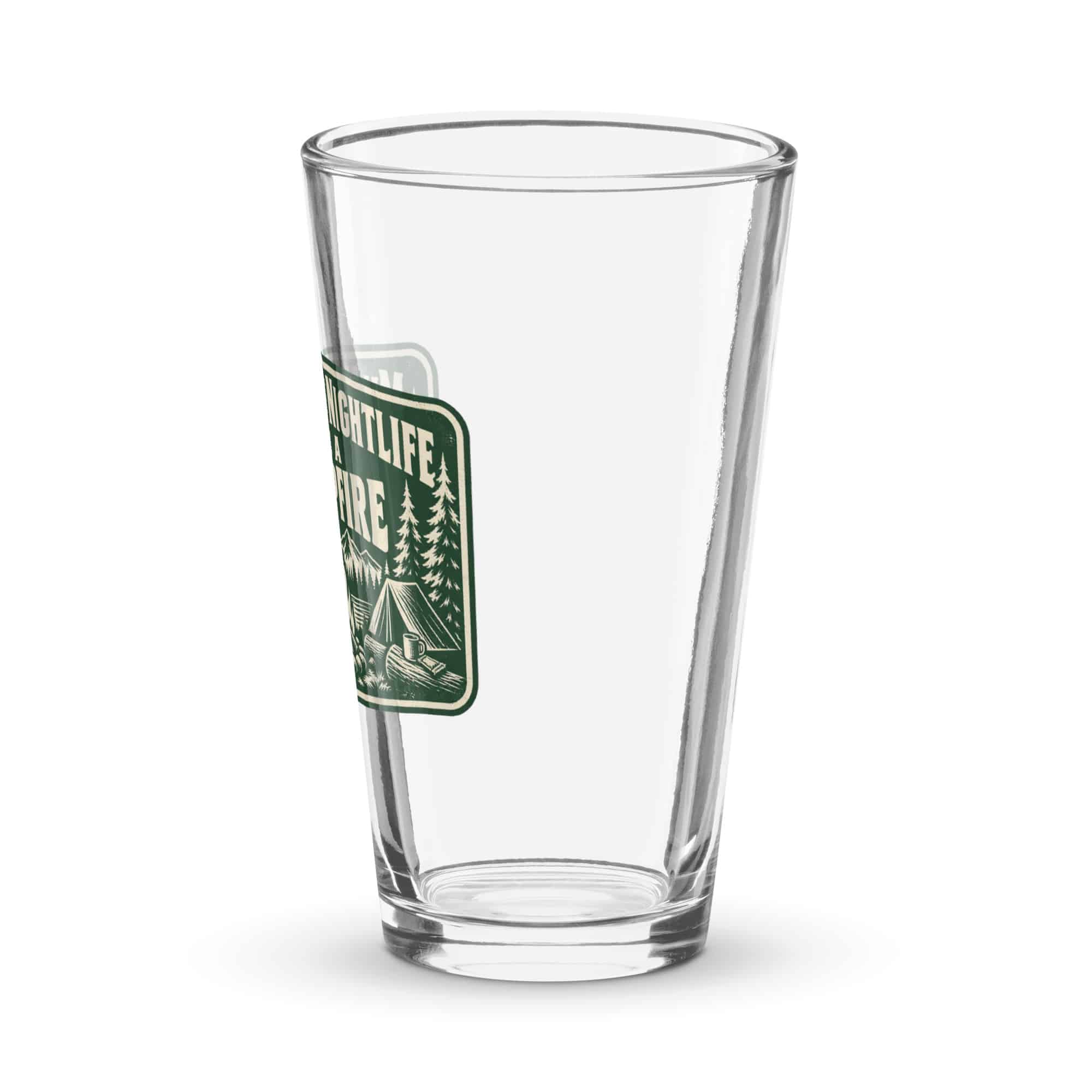 Nature and Adventure Pint Glass: My Kind of Nightlife Has a Campfire, Forest Ink Stamp