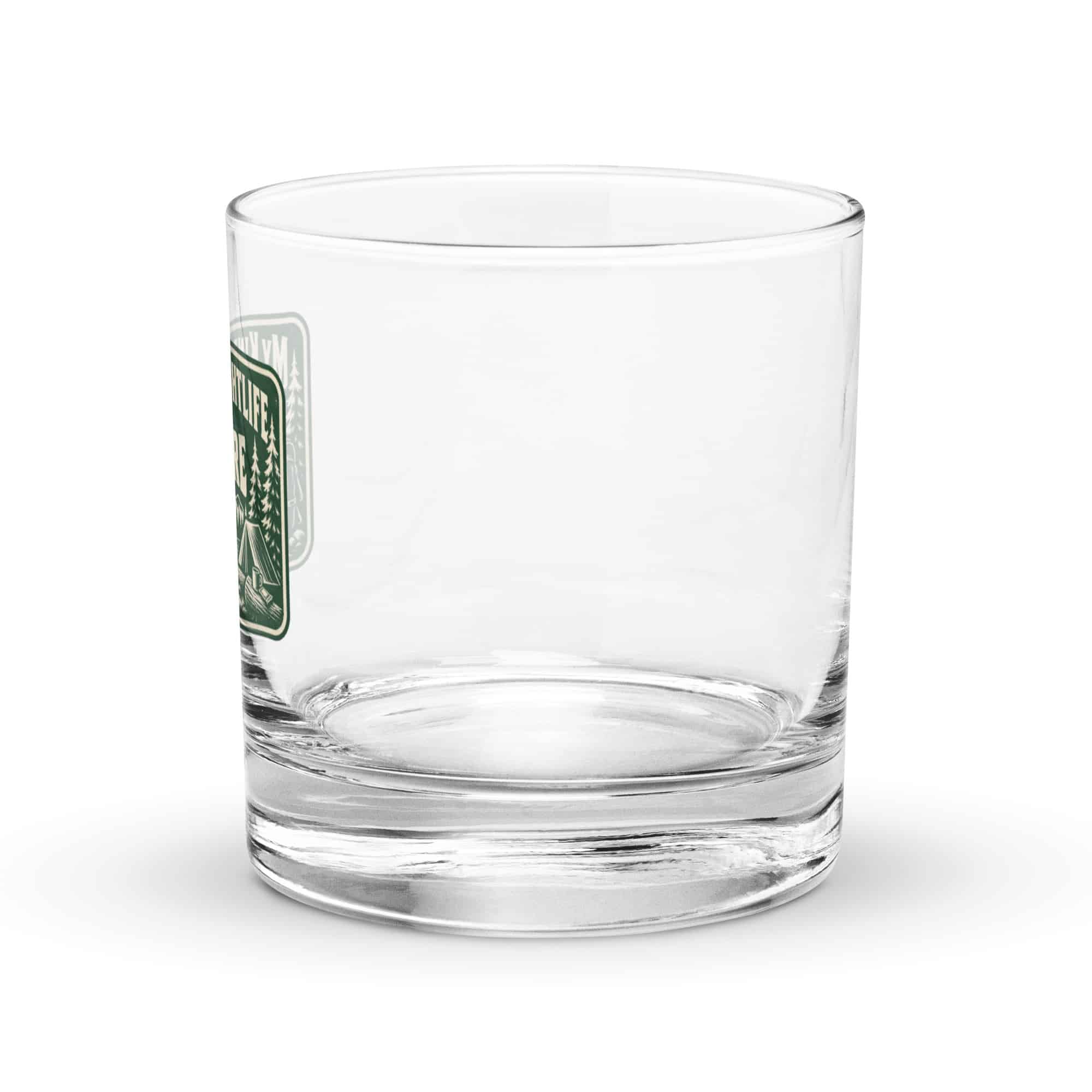 Nature and Adventure Rocks Glass: My Kind of Nightlife Has a Campfire, Forest Ink Stamp
