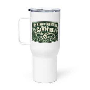 Nature and Adventure Travel Mug: My Kind of Nightlife Has a Campfire, Forest Ink Stamp - 25 oz - Main