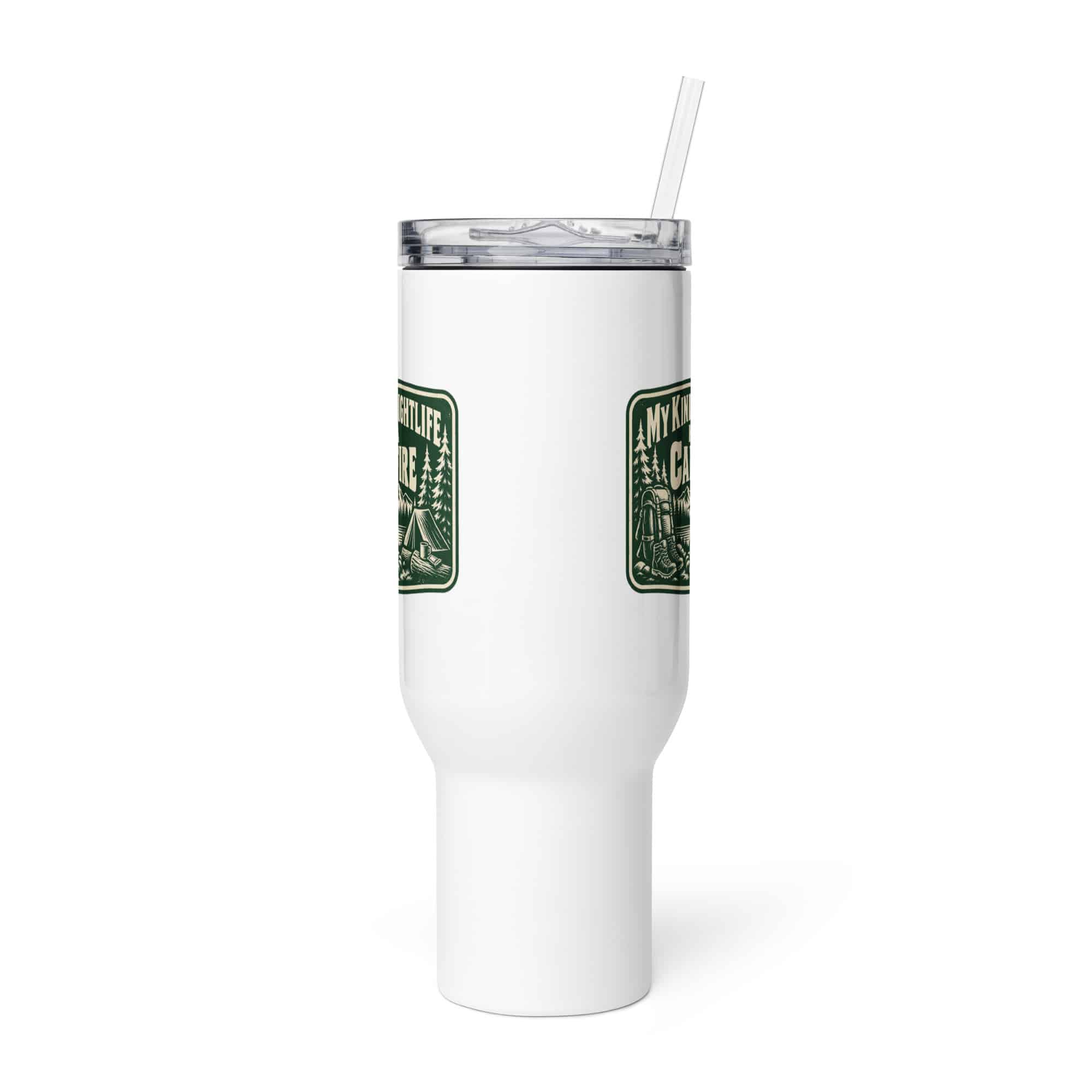 Nature and Adventure Travel Mug: My Kind of Nightlife Has a Campfire, Forest Ink Stamp