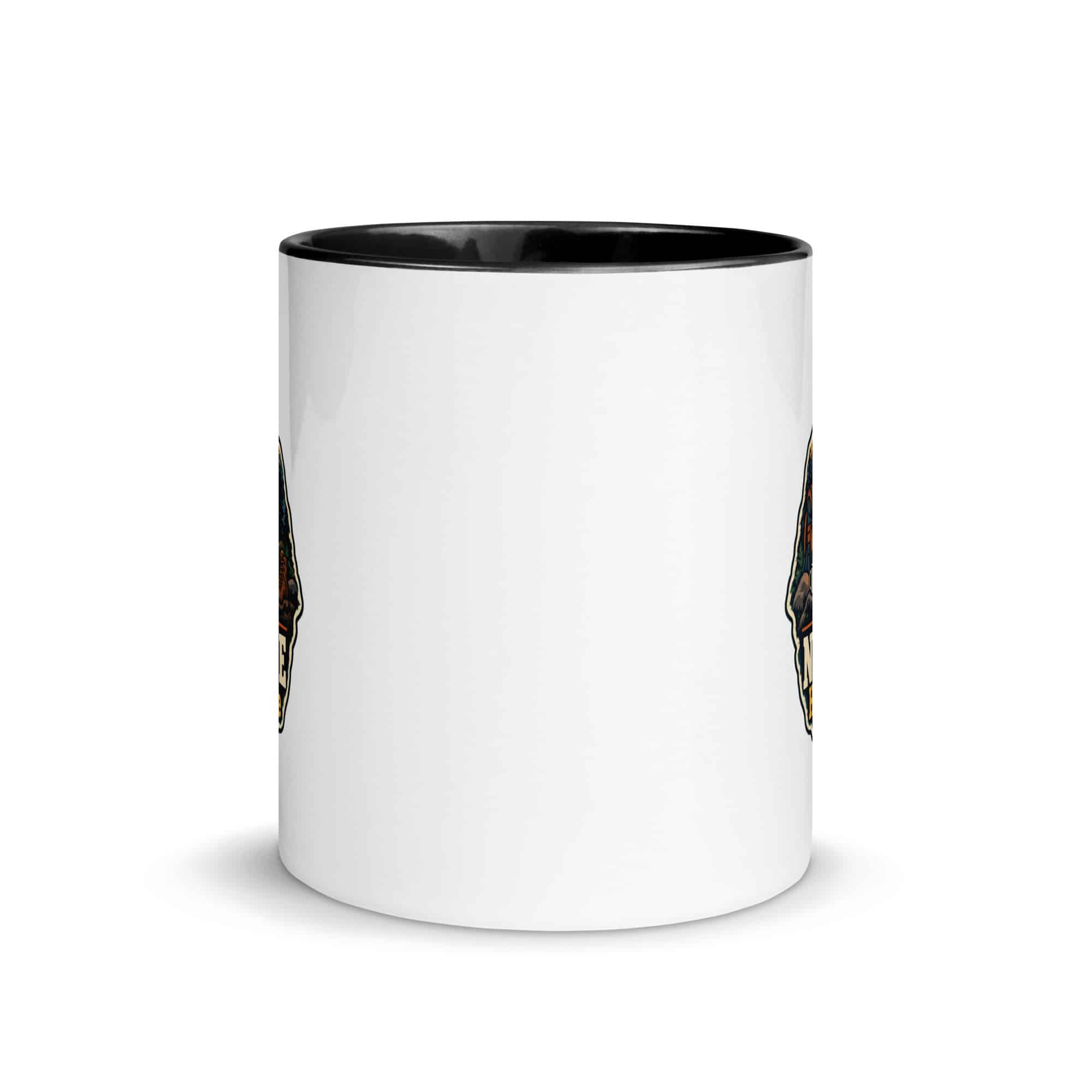 Nature and Adventure Color Inside Coffee Mug: My Kind of Nightlife Has a Campfire, Scenic Shield Badge