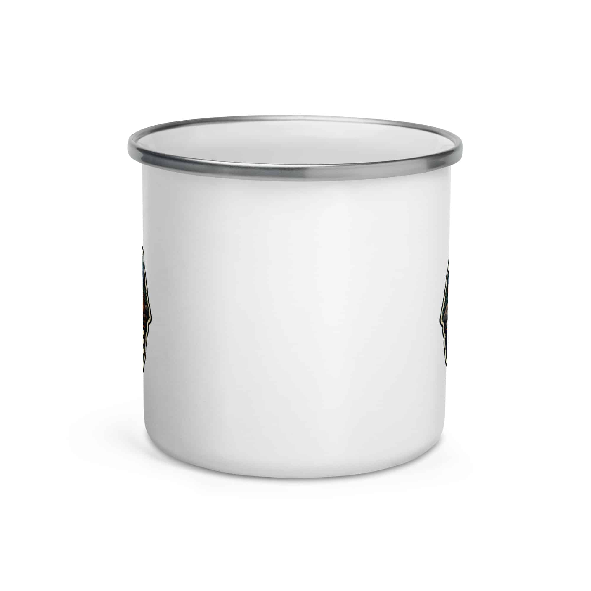 Nature and Adventure Enamel Camp Mug: My Kind of Nightlife Has a Campfire, Scenic Shield Badge