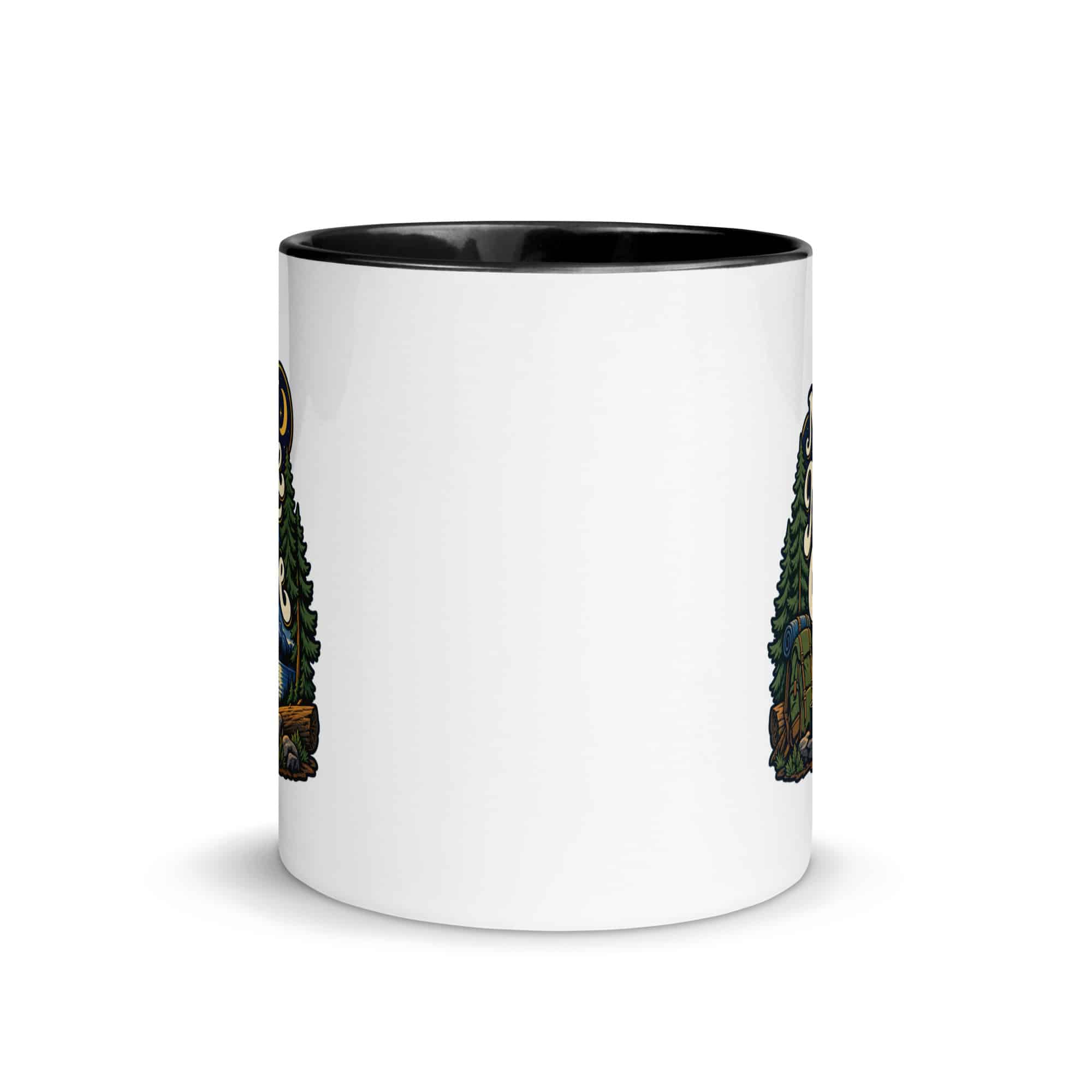 Nature and Adventure Color Inside Coffee Mug: My Kind of Nightlife Has a Campfire, Woodland Scenic Lettering