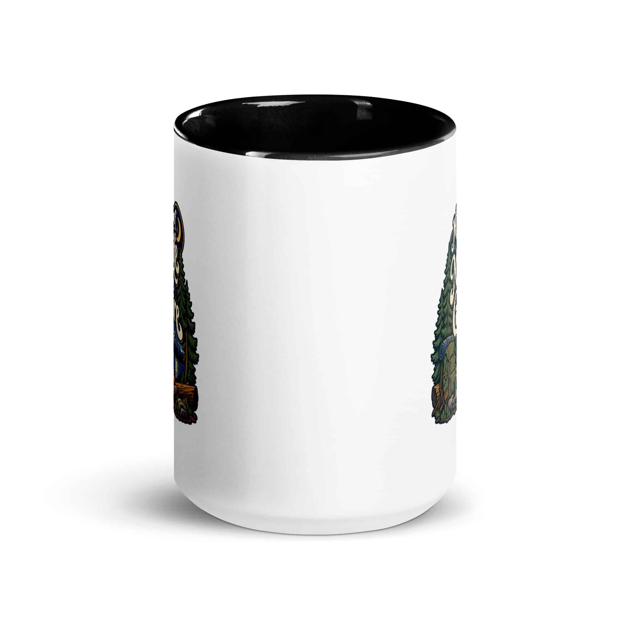 Nature and Adventure Color Inside Coffee Mug: My Kind of Nightlife Has a Campfire, Woodland Scenic Lettering
