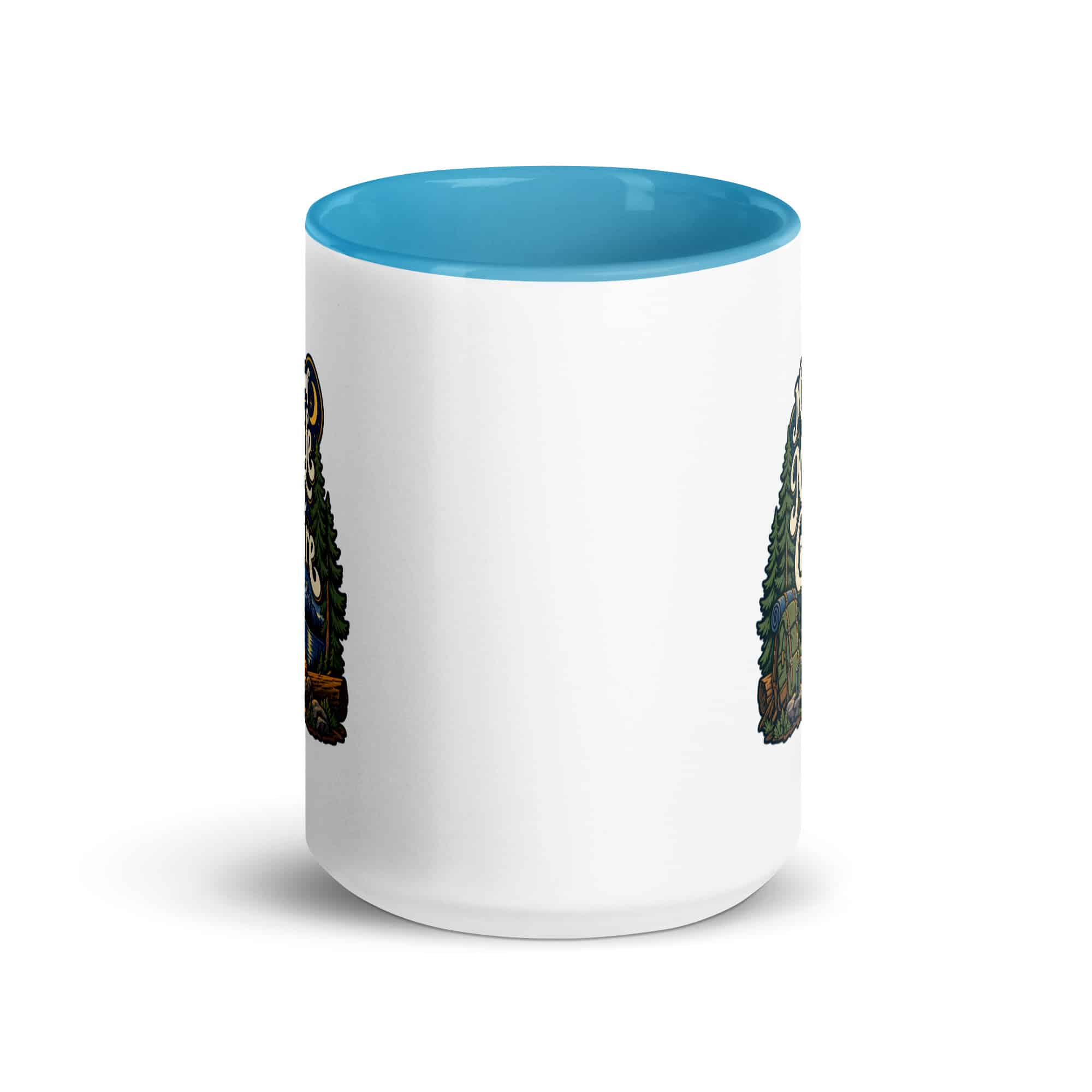 Nature and Adventure Color Inside Coffee Mug: My Kind of Nightlife Has a Campfire, Woodland Scenic Lettering