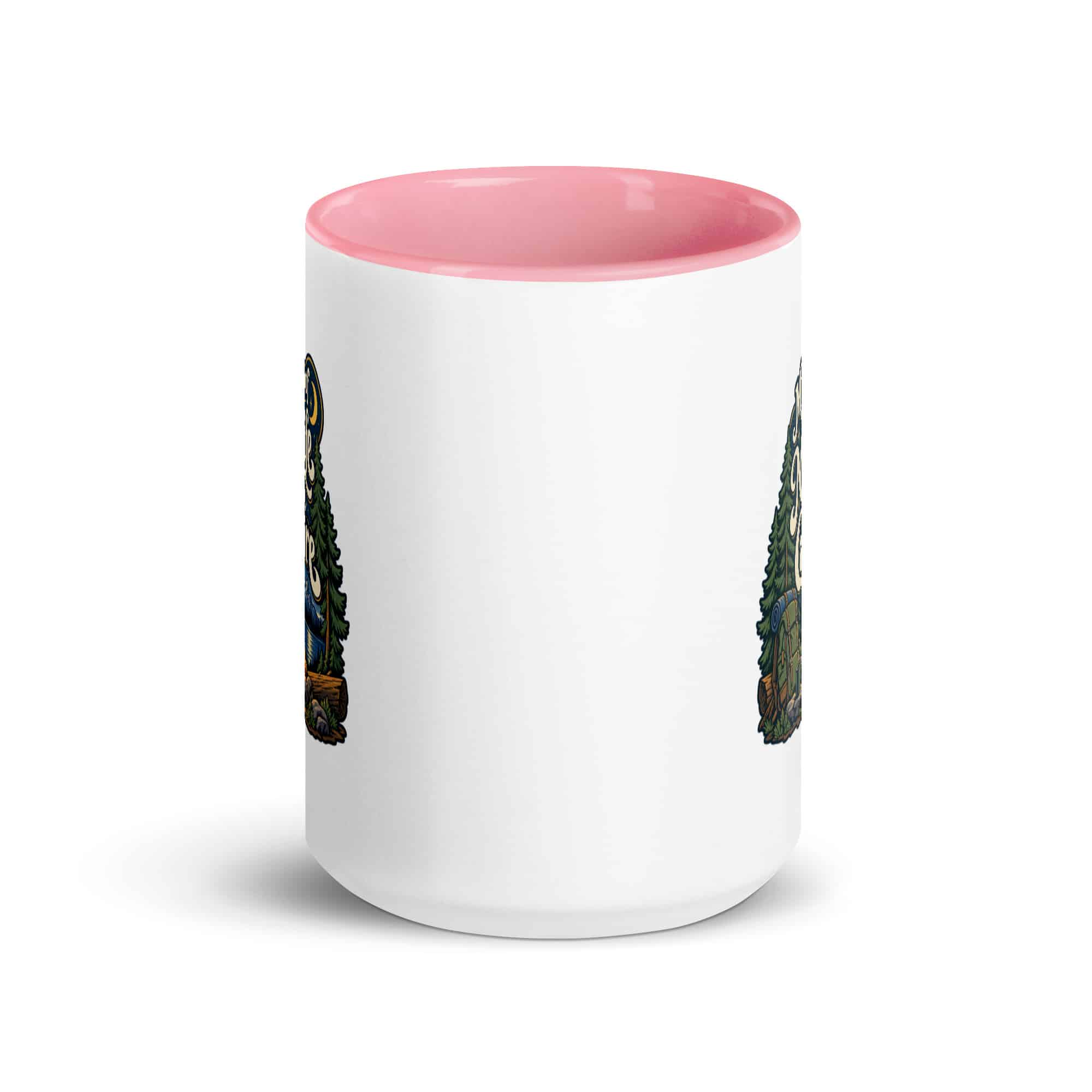 Nature and Adventure Color Inside Coffee Mug: My Kind of Nightlife Has a Campfire, Woodland Scenic Lettering