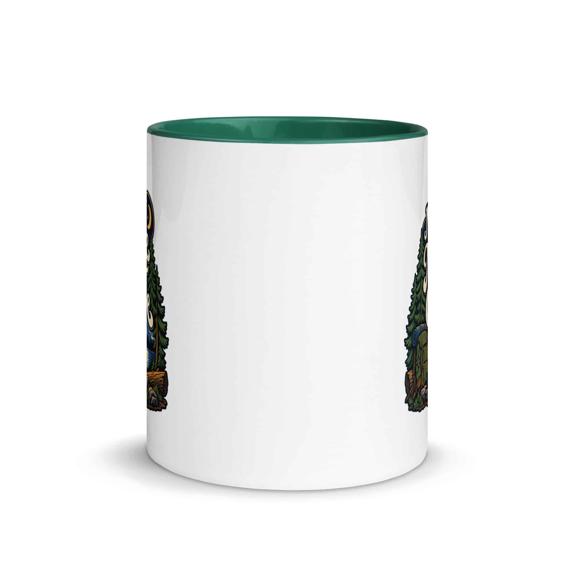 Nature and Adventure Color Inside Coffee Mug: My Kind of Nightlife Has a Campfire, Woodland Scenic Lettering