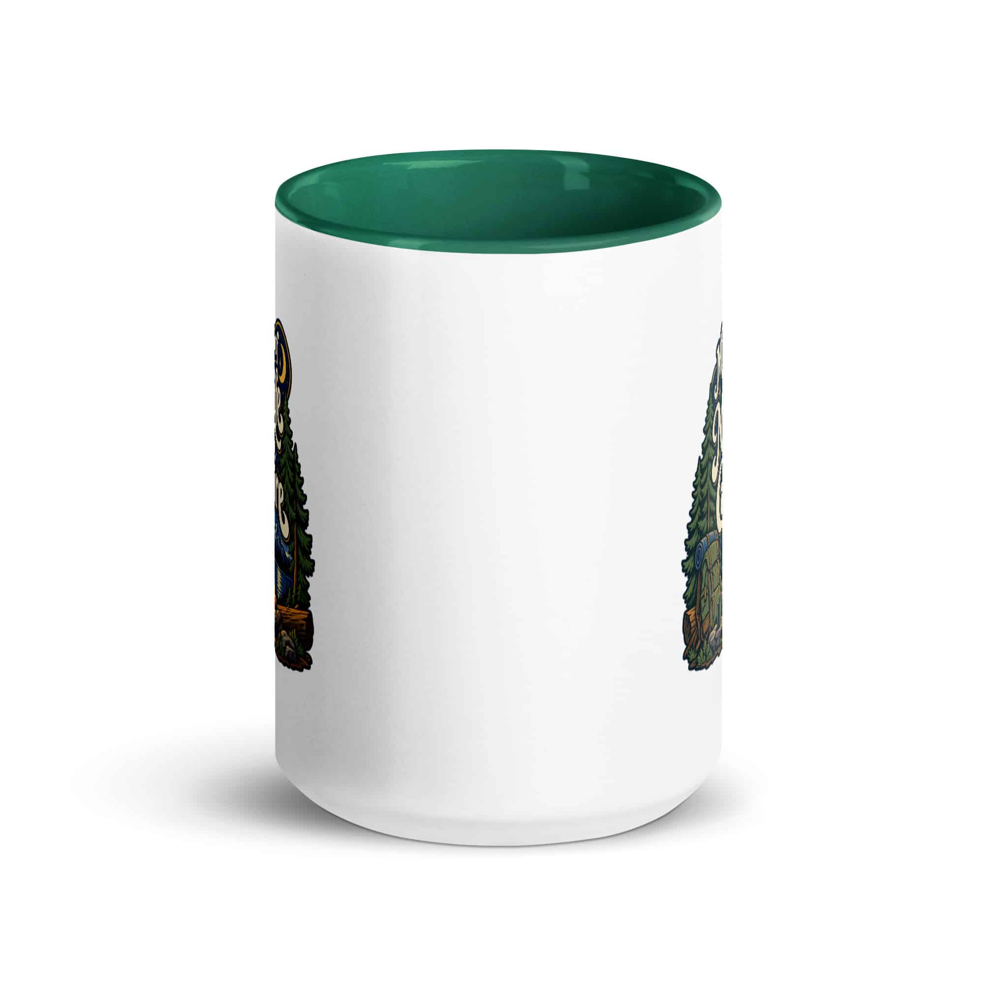 Nature and Adventure Color Inside Coffee Mug: My Kind of Nightlife Has a Campfire, Woodland Scenic Lettering