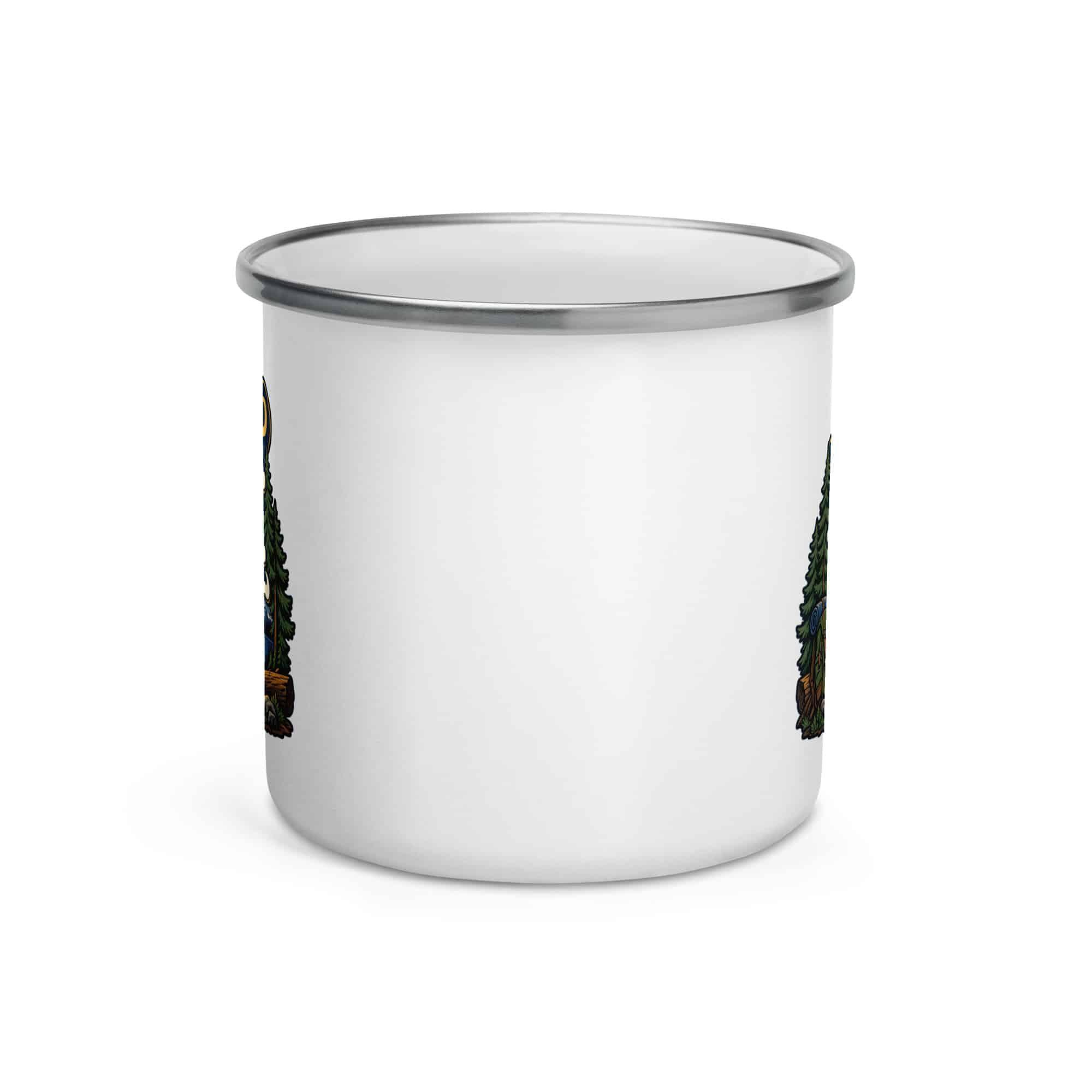Nature and Adventure Enamel Camp Mug: My Kind of Nightlife Has a Campfire, Woodland Scenic Lettering