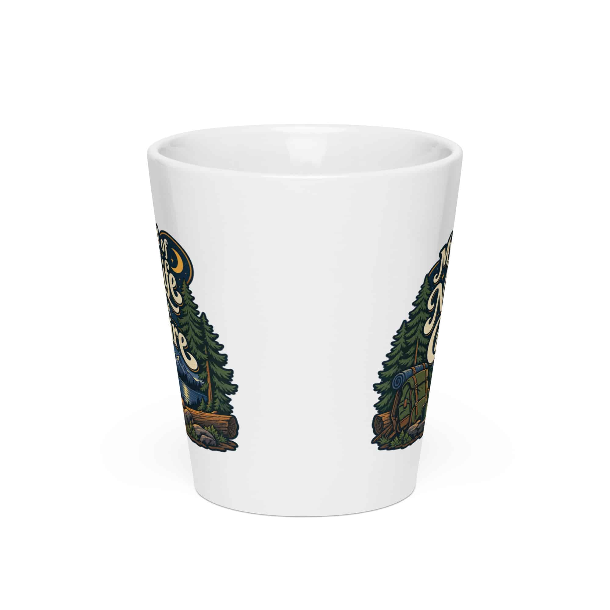 Nature and Adventure Latte Mug: My Kind of Nightlife Has a Campfire, Woodland Scenic Lettering