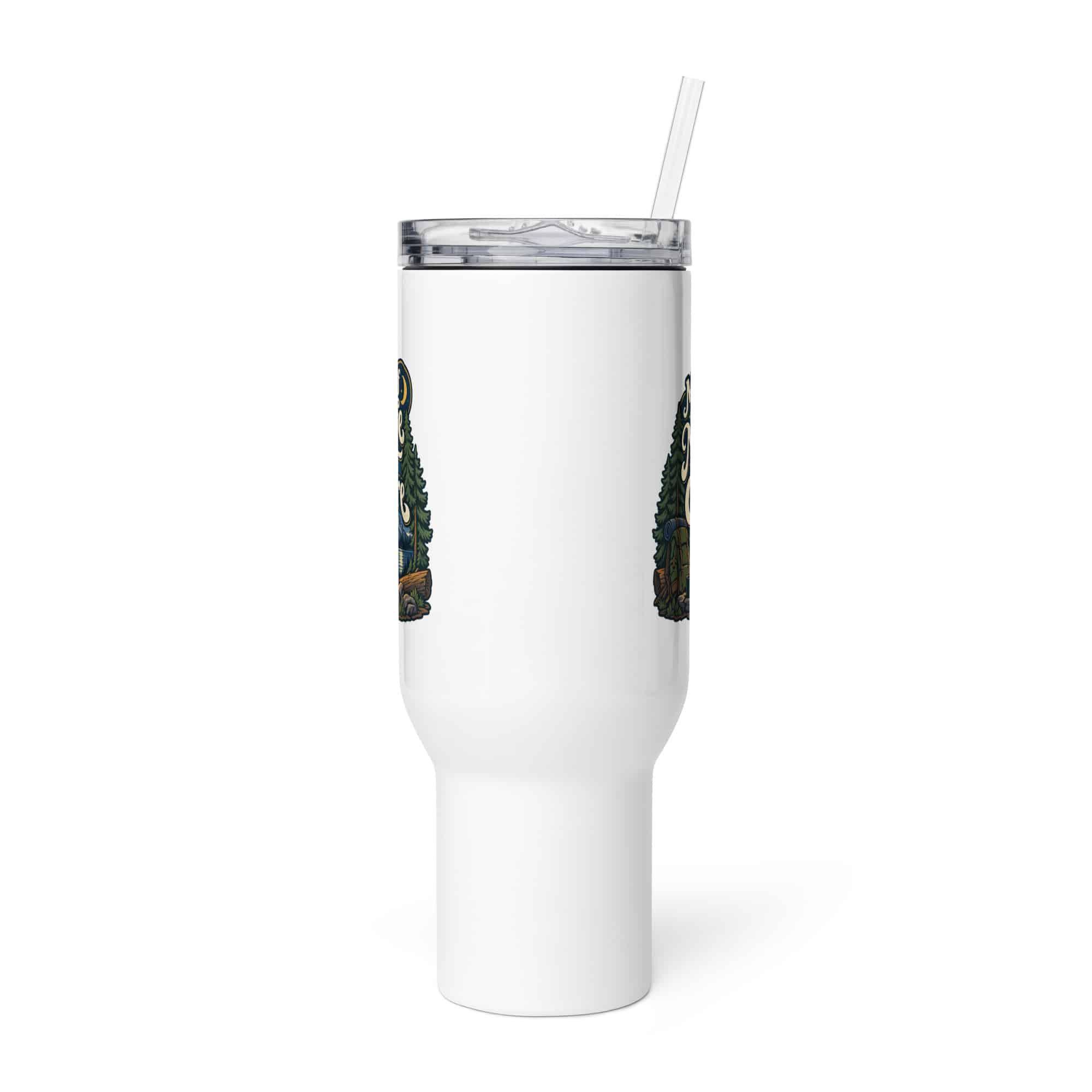 Nature and Adventure Travel Mug: My Kind of Nightlife Has a Campfire, Woodland Scenic Lettering