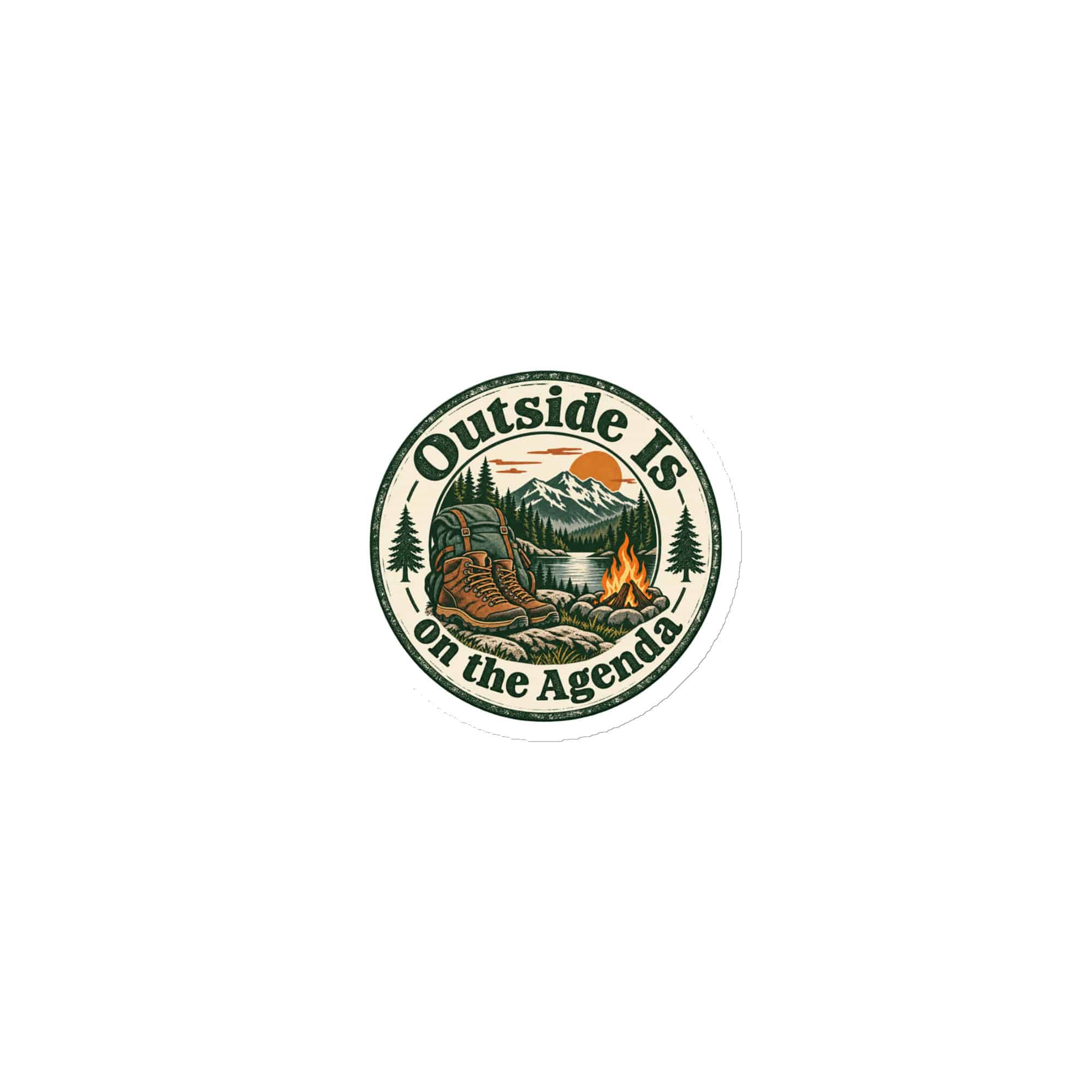 Nature and Adventure Die-Cut Magnet: Outside Is on the Agenda, Vintage Round Badge