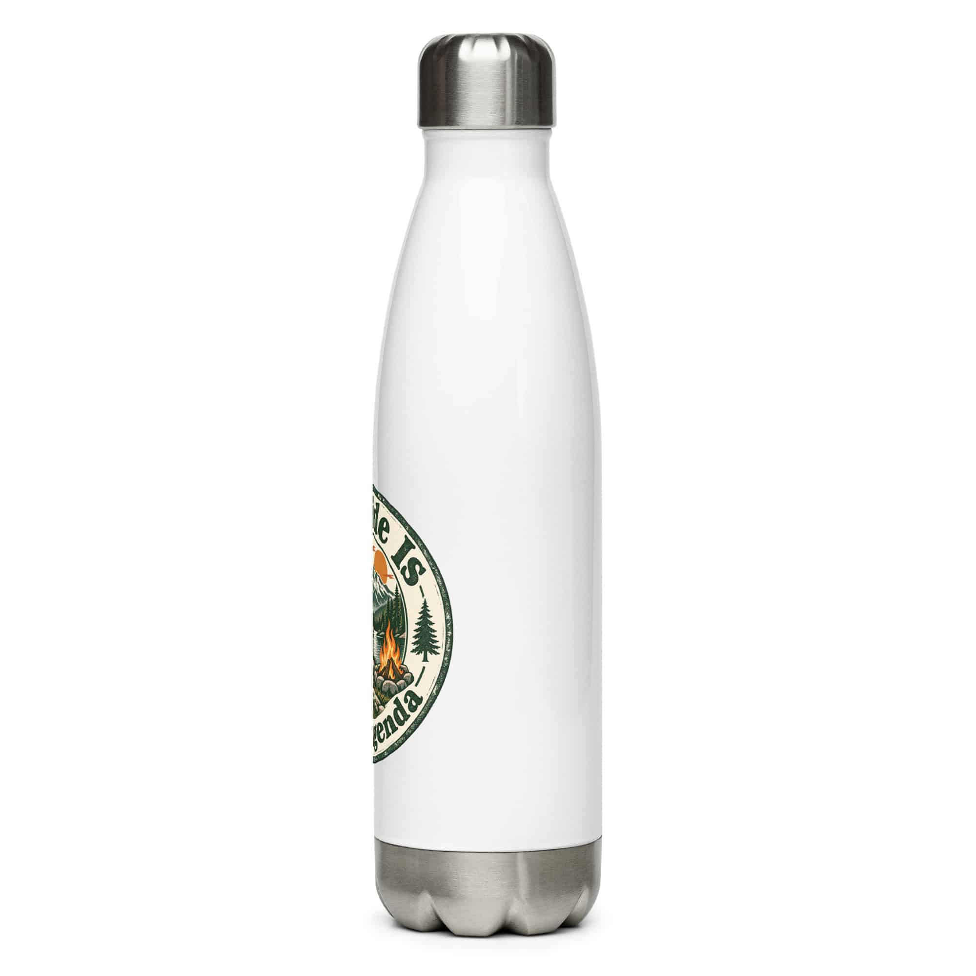 Nature and Adventure Stainless Steel Water Bottle: Outside Is on the Agenda, Vintage Round Badge