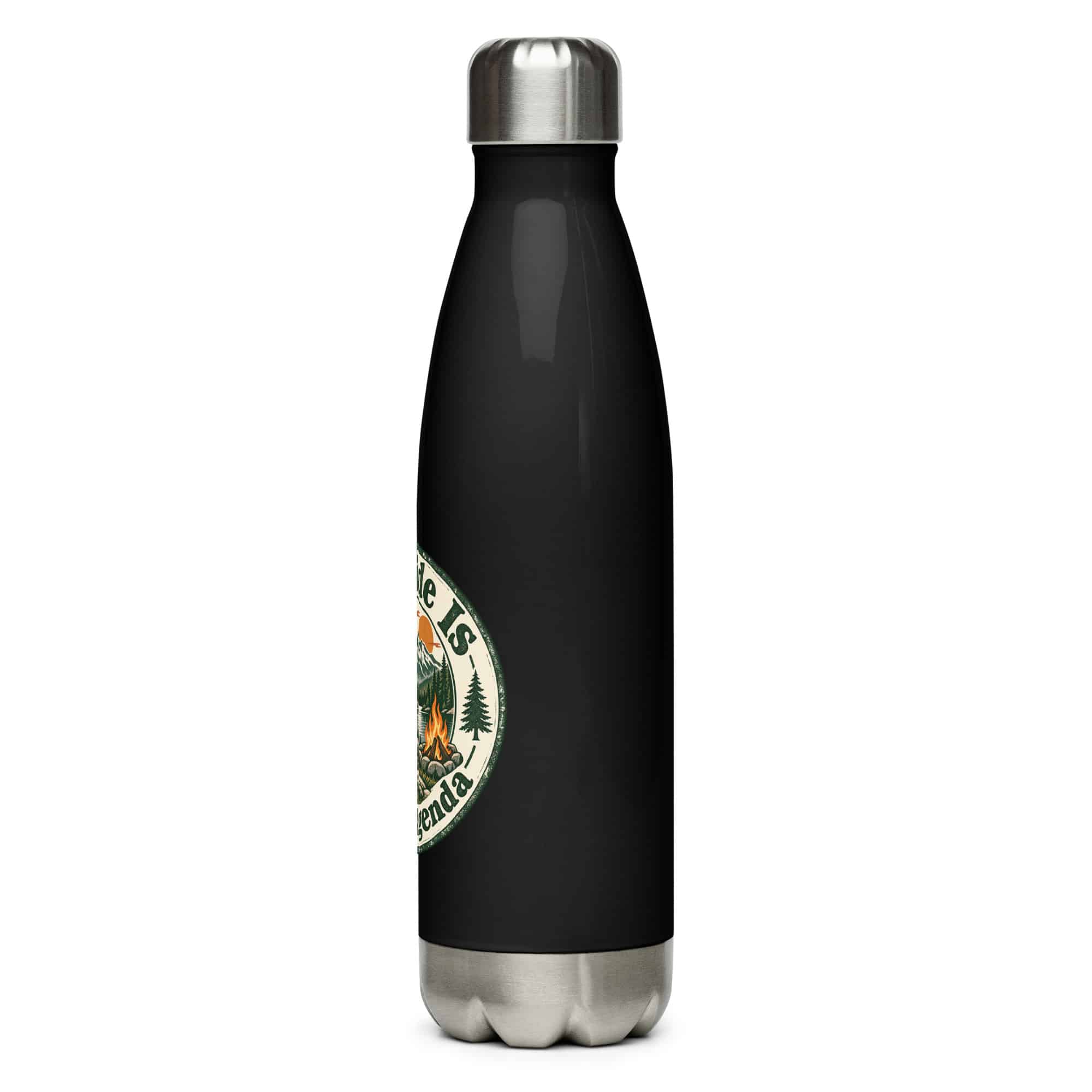 Nature and Adventure Stainless Steel Water Bottle: Outside Is on the Agenda, Vintage Round Badge
