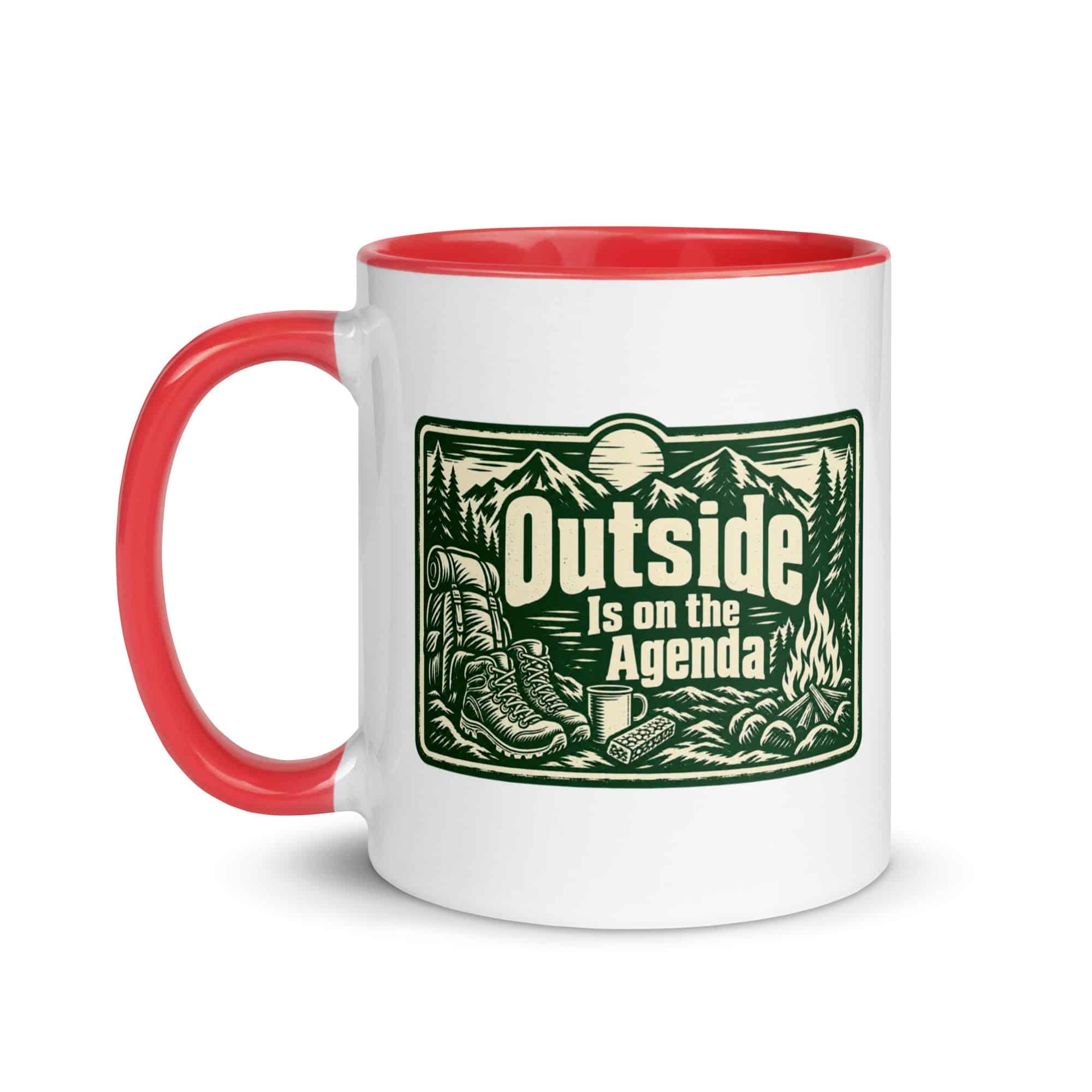 Nature and Adventure Color Inside Coffee Mug: Outside Is on the Agenda, Forest Ink Stamp