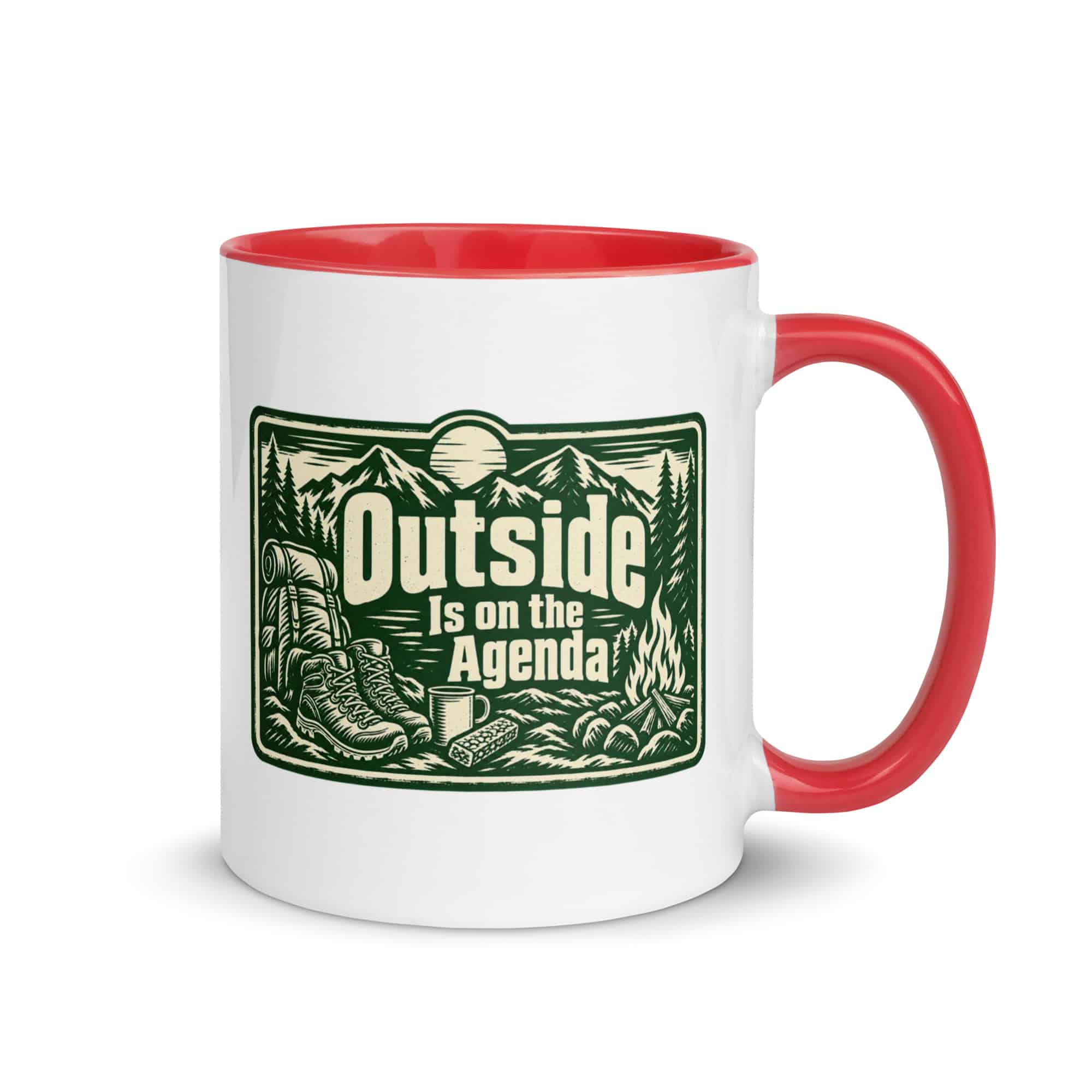 Nature and Adventure Color Inside Coffee Mug: Outside Is on the Agenda, Forest Ink Stamp