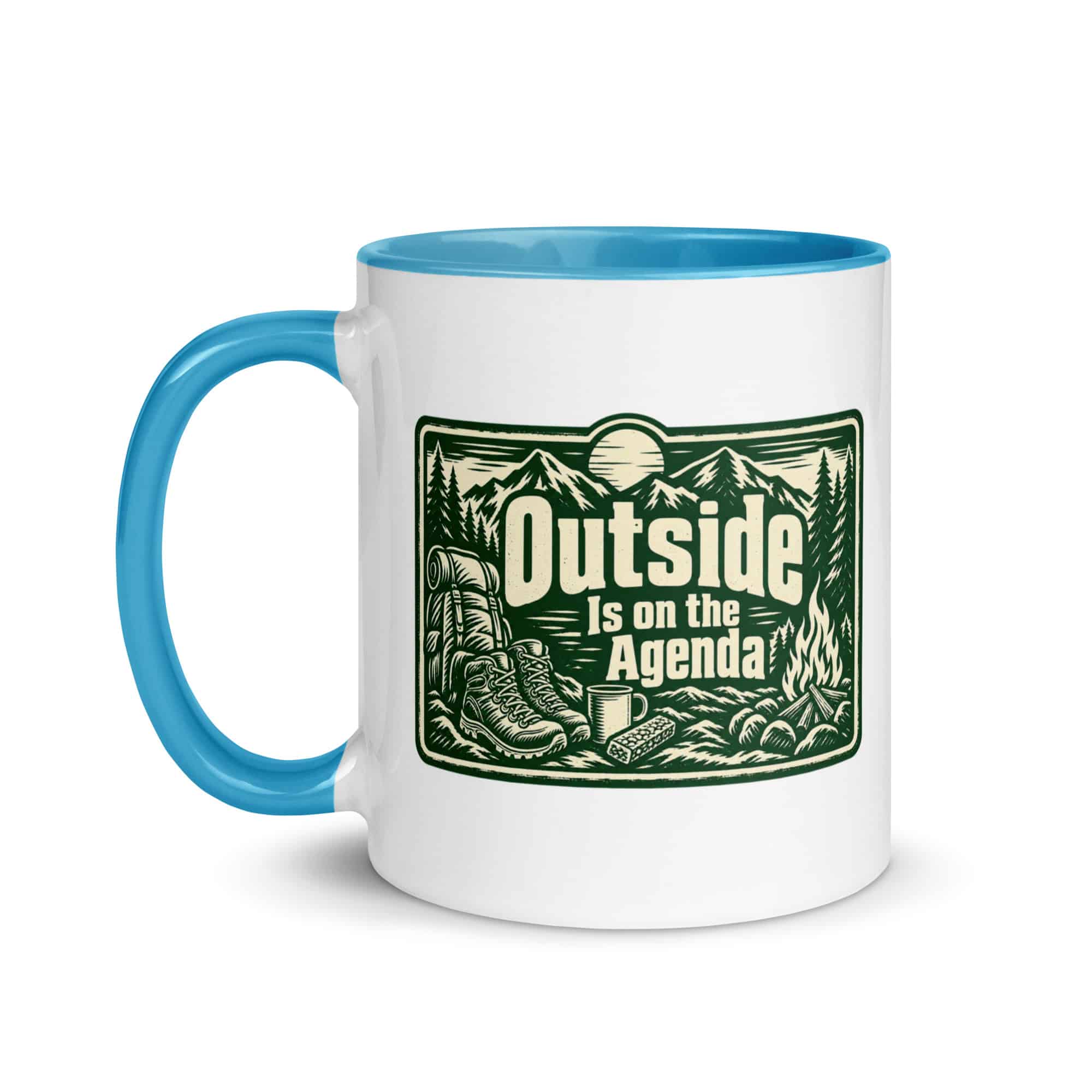 Nature and Adventure Color Inside Coffee Mug: Outside Is on the Agenda, Forest Ink Stamp