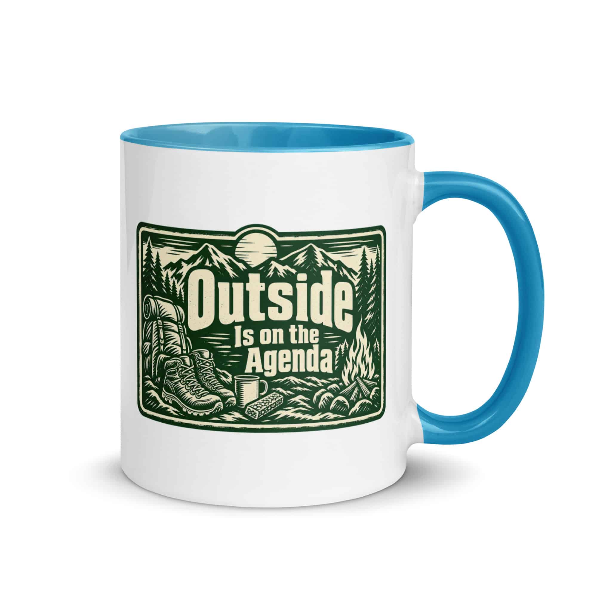 Nature and Adventure Color Inside Coffee Mug: Outside Is on the Agenda, Forest Ink Stamp