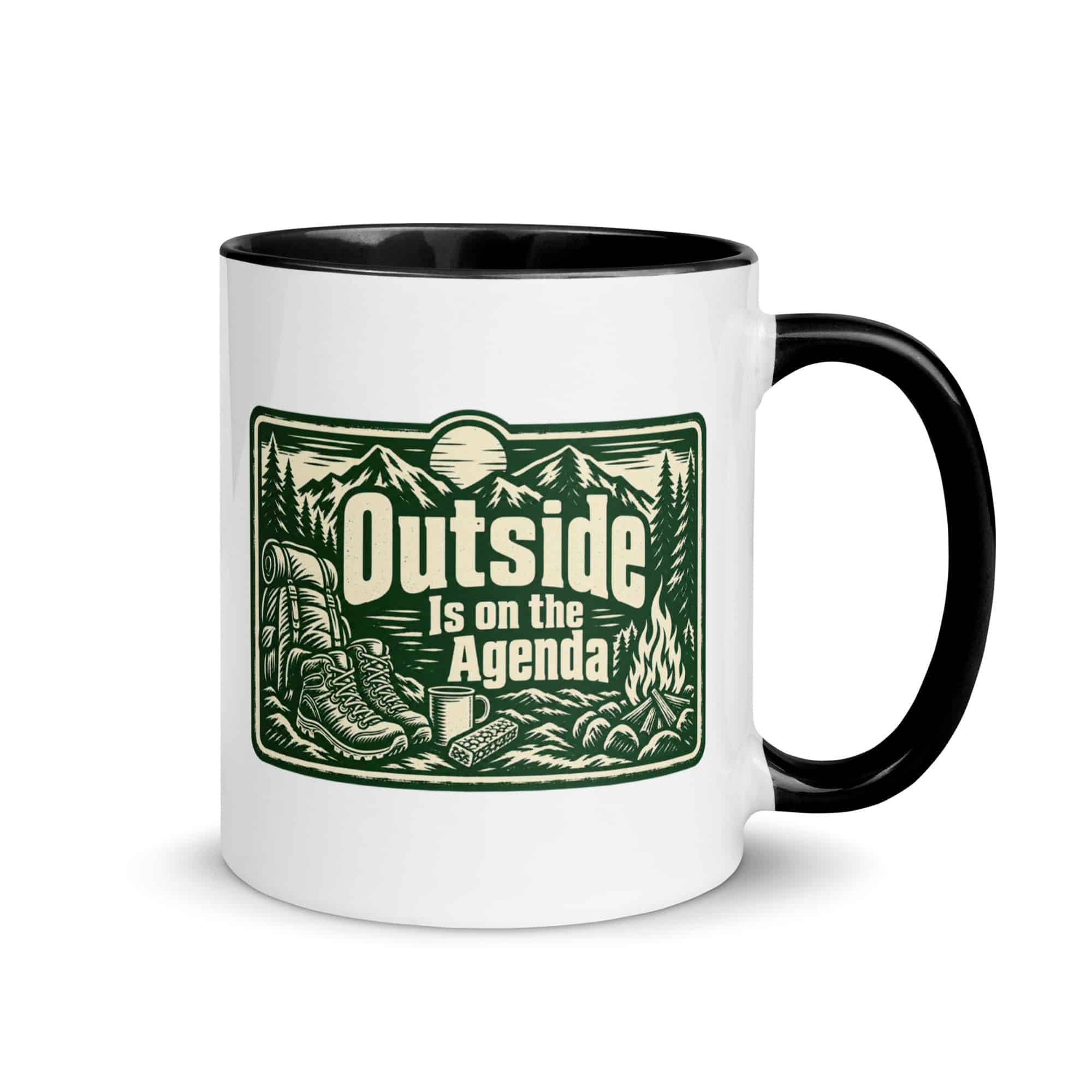 Nature and Adventure Color Inside Coffee Mug: Outside Is on the Agenda, Forest Ink Stamp