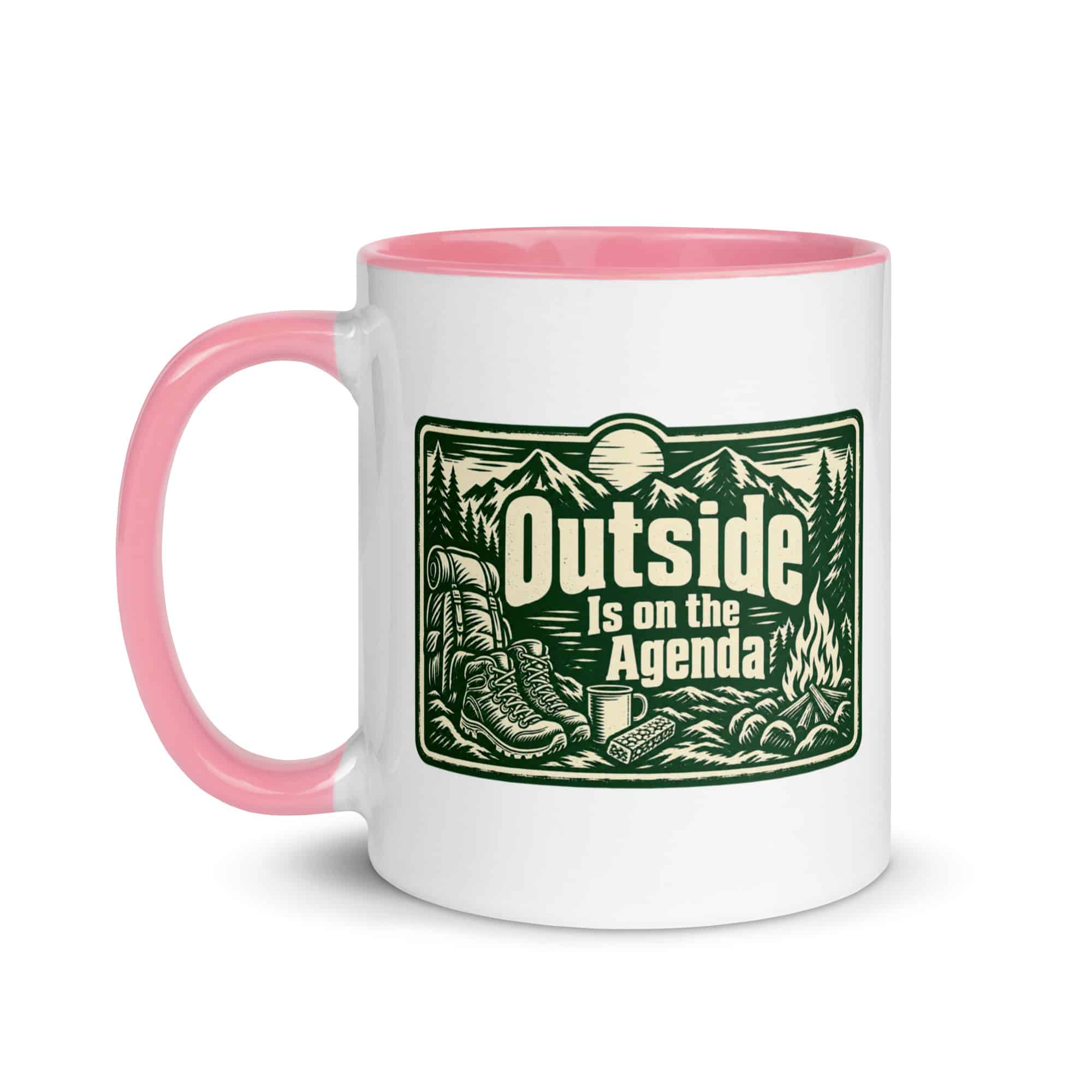Nature and Adventure Color Inside Coffee Mug: Outside Is on the Agenda, Forest Ink Stamp