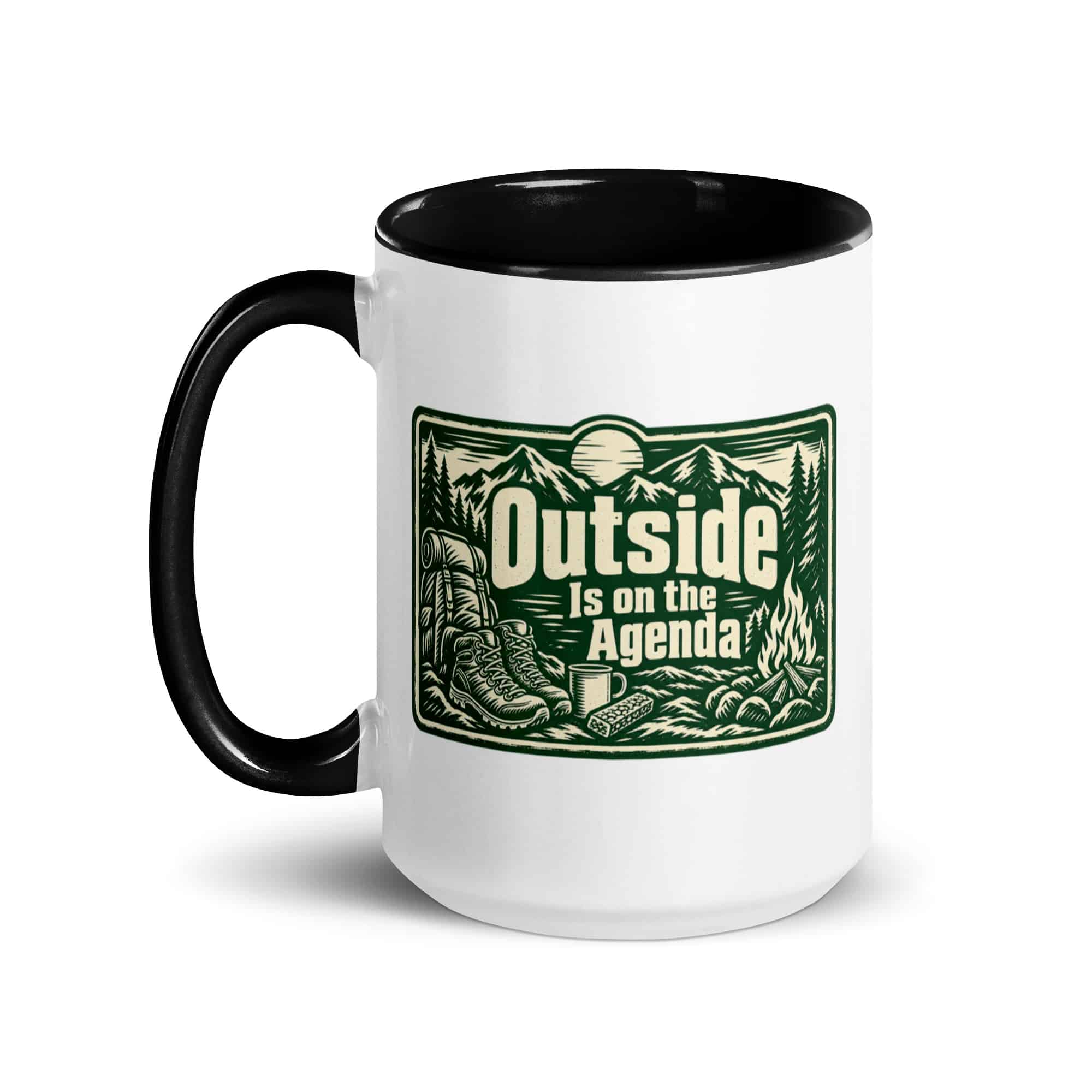Nature and Adventure Color Inside Coffee Mug: Outside Is on the Agenda, Forest Ink Stamp