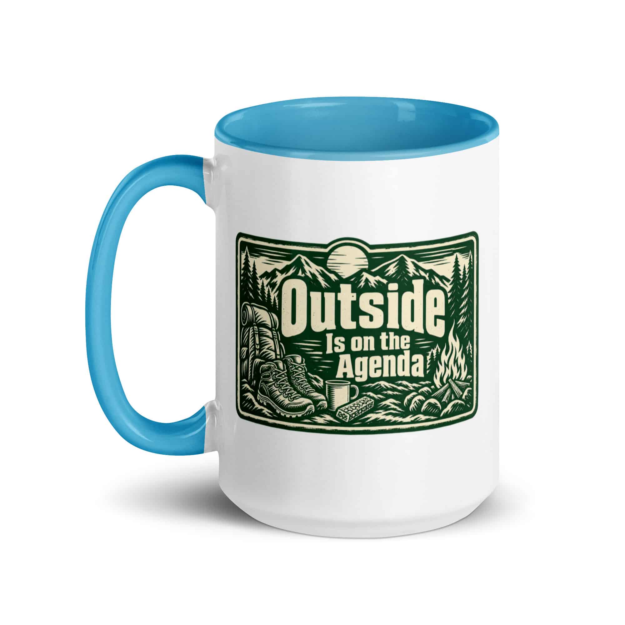 Nature and Adventure Color Inside Coffee Mug: Outside Is on the Agenda, Forest Ink Stamp