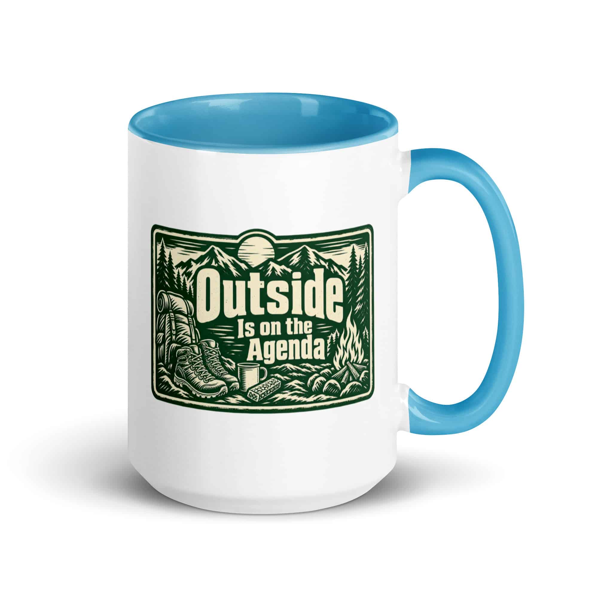 Nature and Adventure Color Inside Coffee Mug: Outside Is on the Agenda, Forest Ink Stamp